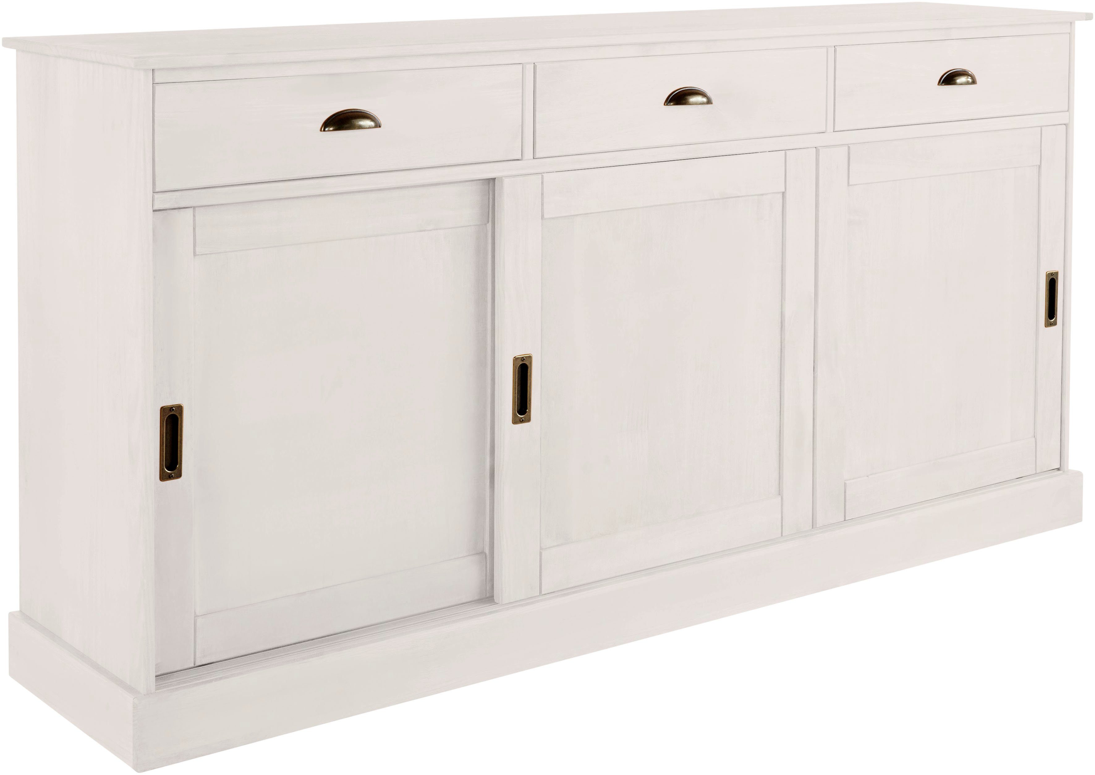 Home affaire Dressoir Schröder Commode, 3 schuifdeuren, 3 lades, van massief dennenhout