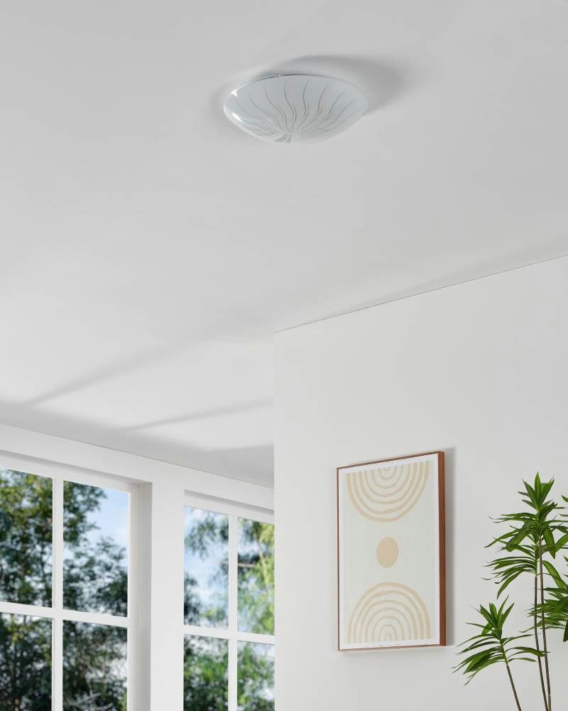 EGLO Plafondlamp MARGITTA 1 plafondlamp, wit, granille-kristallen, woonkamerlamp Led plafondlamp, Lamp voor de woonkamer, slaapkamerlamp, Ø 31,5 cm (1 stuk)