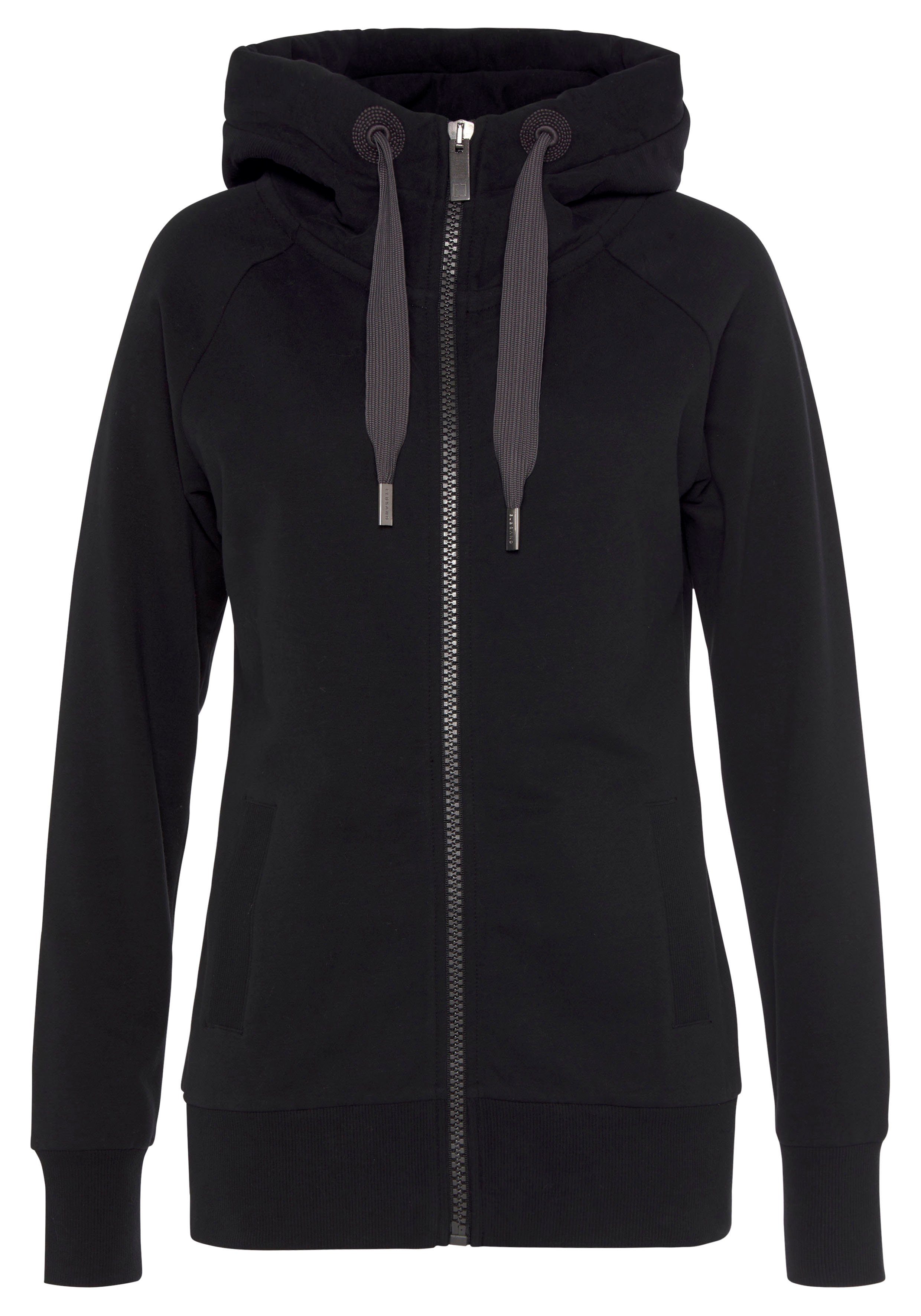 Elbsand Capuchonsweatvest Kria met logoprint achter, casual vrijetijdjack met zakken