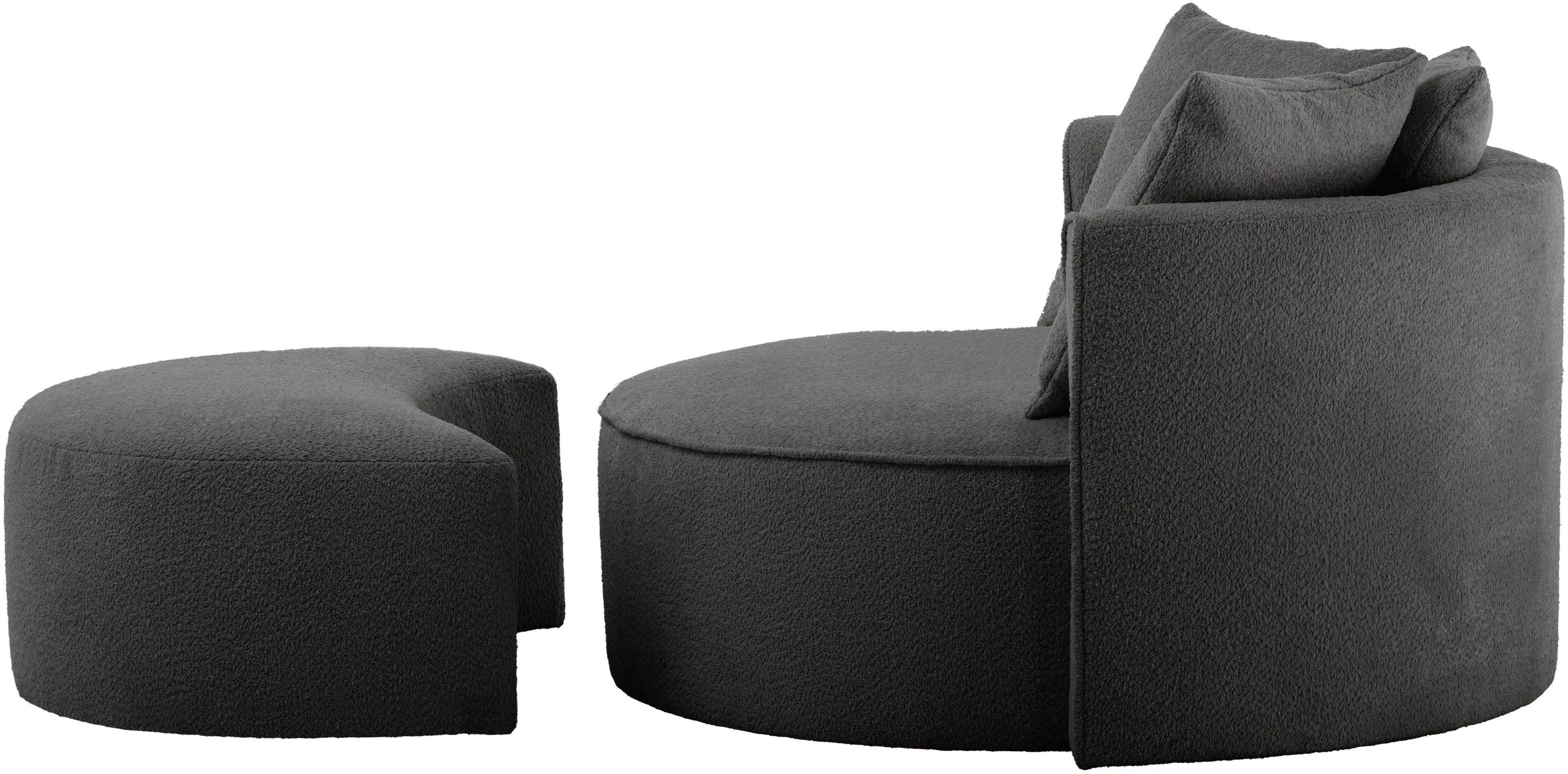 LeGer Home by Lena Gercke XXL-fauteuil Isalie, ronde stoel met voetensteun, leesstoel, loveseat, grote stoel (set)