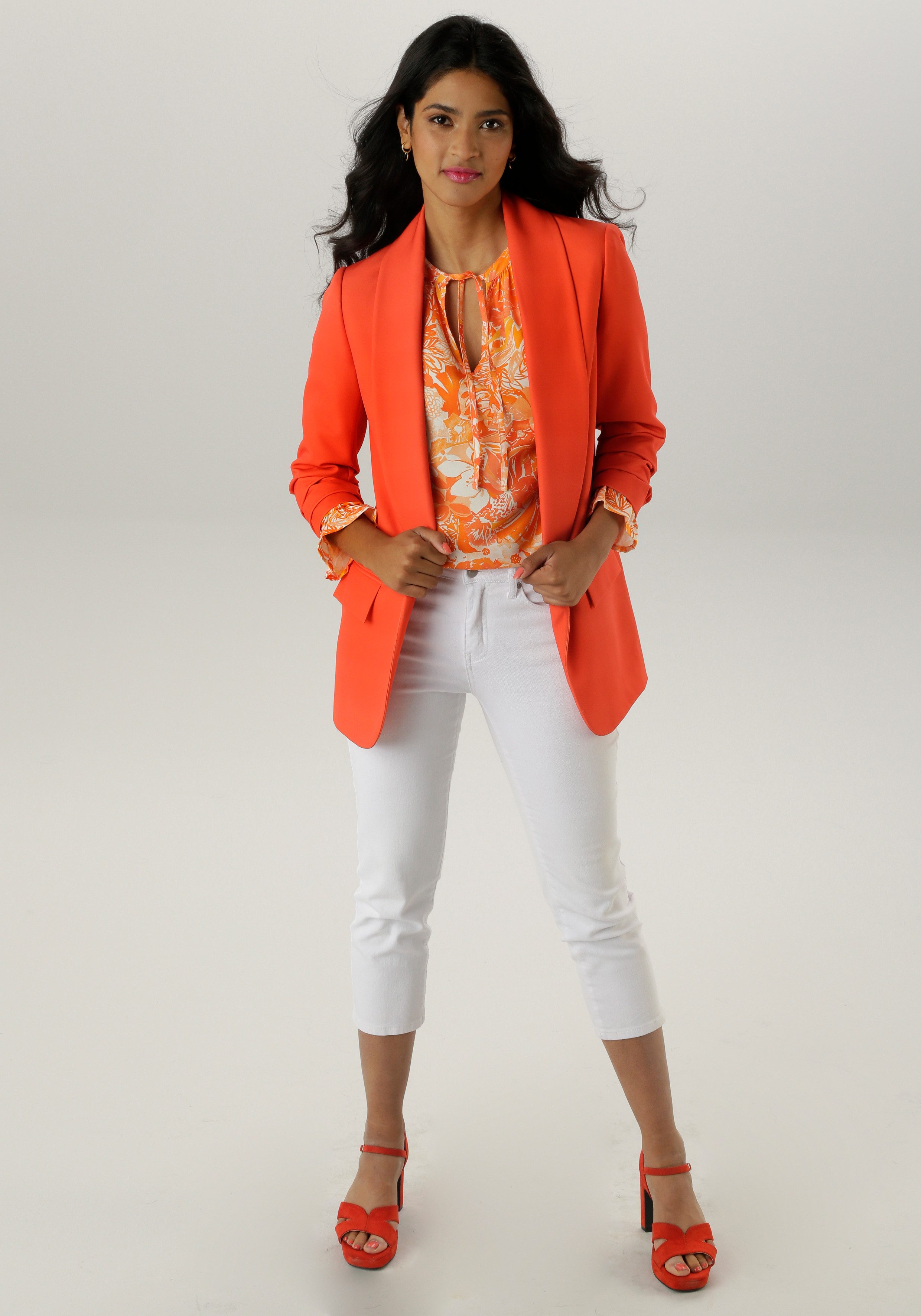 Aniston SELECTED Lange blazer met modieuze reverskraag en gerimpelde mouwen nieuwe collectie