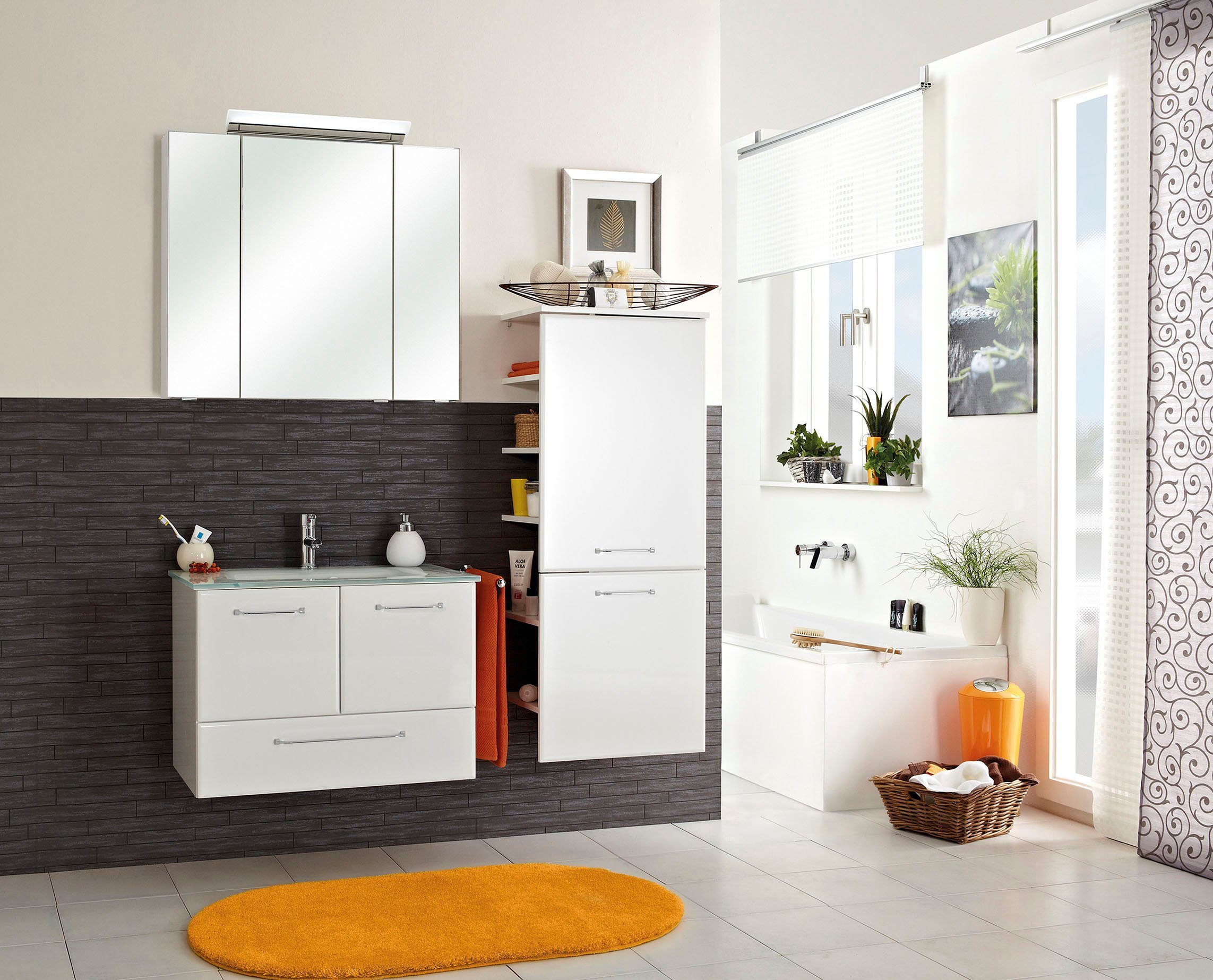 Saphir Halfhoge kast Quickset badkamermeubel 50 cm breed, 2 deuren, zijplanken Badkamer-halfhoge kast inclusief deurdemper, grepen in glanzend chroom