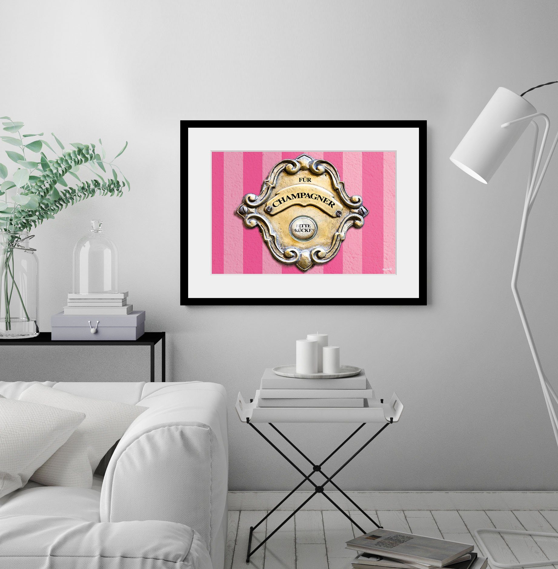 queence Wanddecoratie CHAMPAGNE BELL HD premium posterdruk incl. houten lijst (1 stuk)