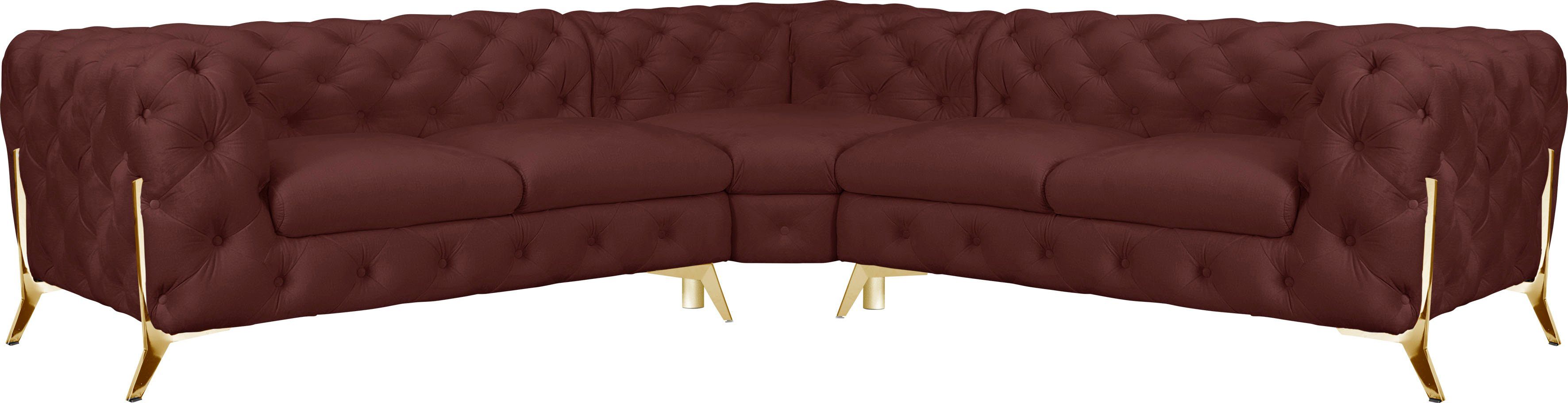 Leonique Chesterfield-bank Amaury L-vorm Chesterfield-look, bxd elk 262 cm, kleur van de poten ter keuze