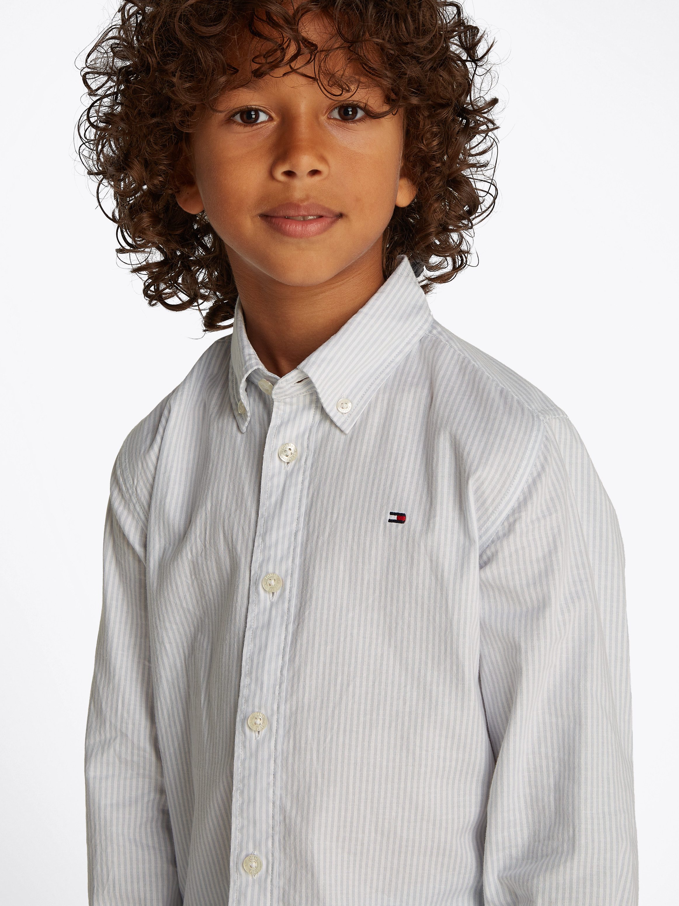 Tommy Hilfiger Overhemd met lange mouwen FLEX ITHACA SHIRT LS met streepjespatroon, logo-borduursel