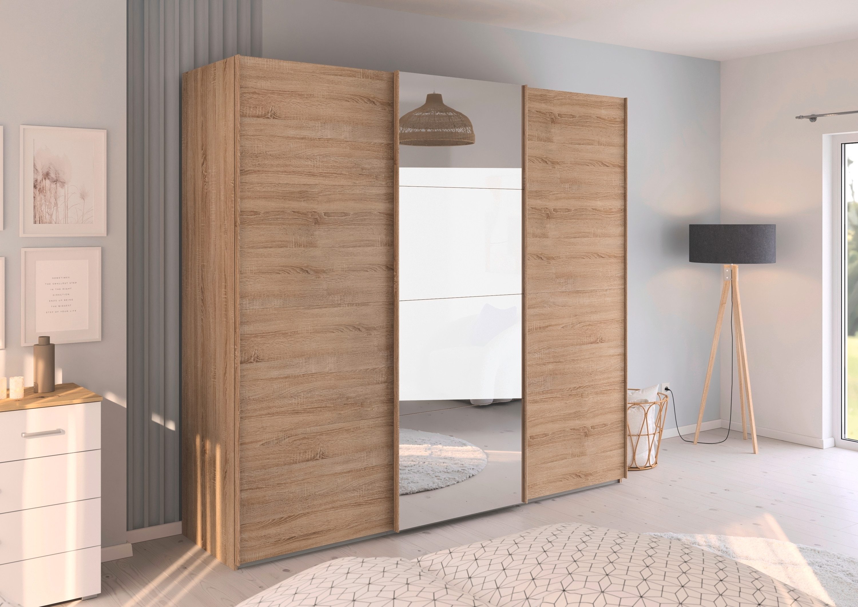 rauch Schuifdeurkast Kledingkast Kast Garderobe Slaapkamerkast EVELYN in elegante stijl met spiegel 5 breedtes veel opbergruimte made in germany