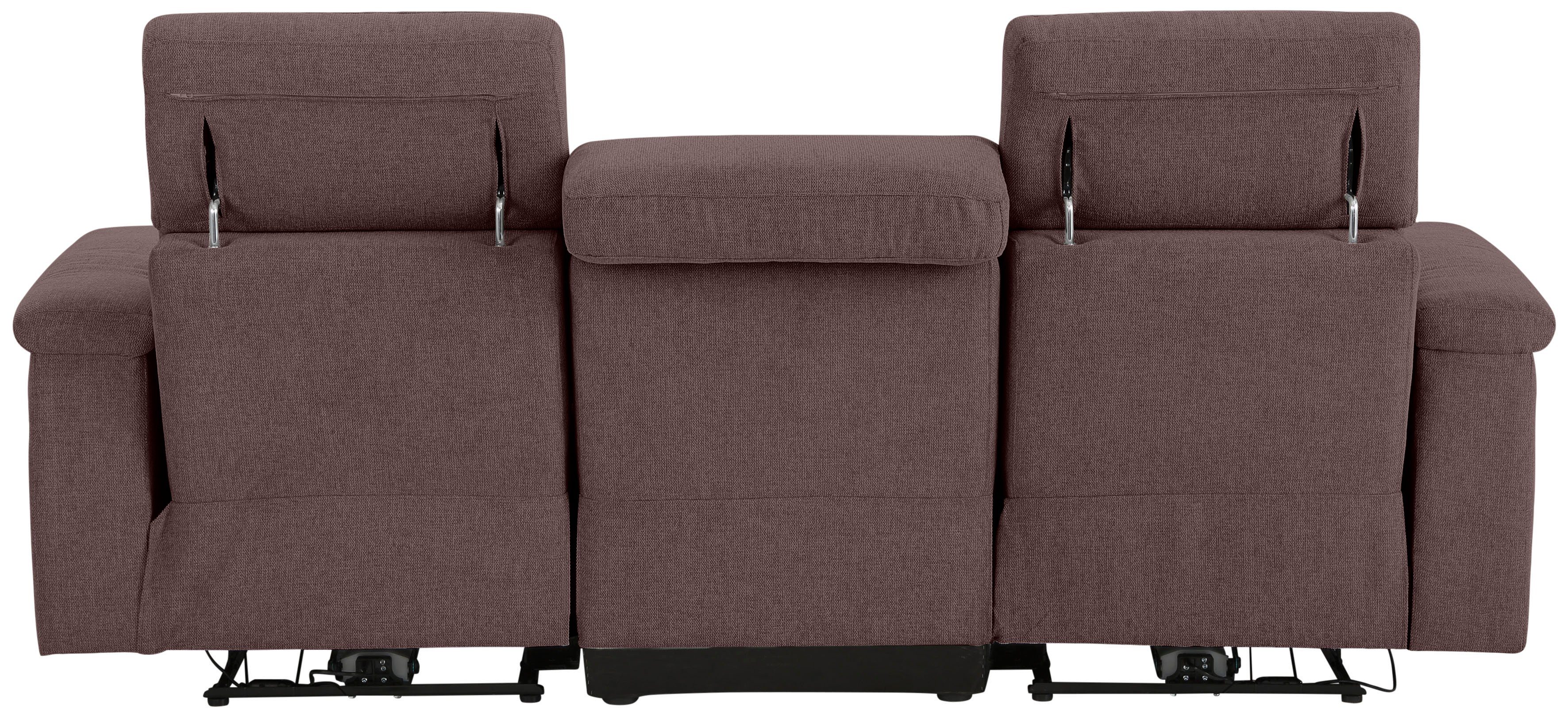 Home affaire 3-zitsbank Binado met handmatige of elektrische relaxfunctie met usb-aansluiting
