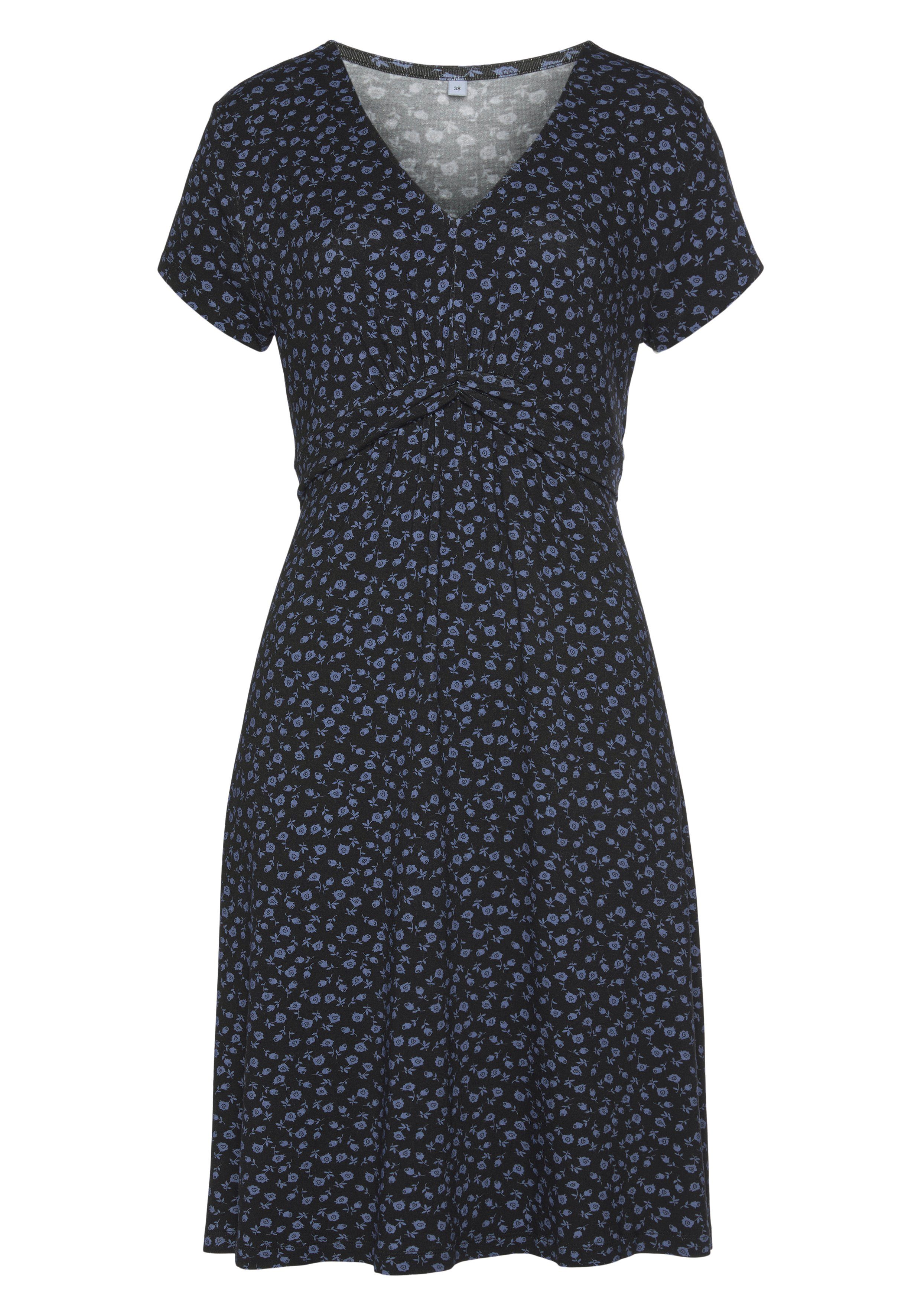 Vivance Jerseyjurk met bloemenprint en v-hals, figuurvriendelijke zomerjurk