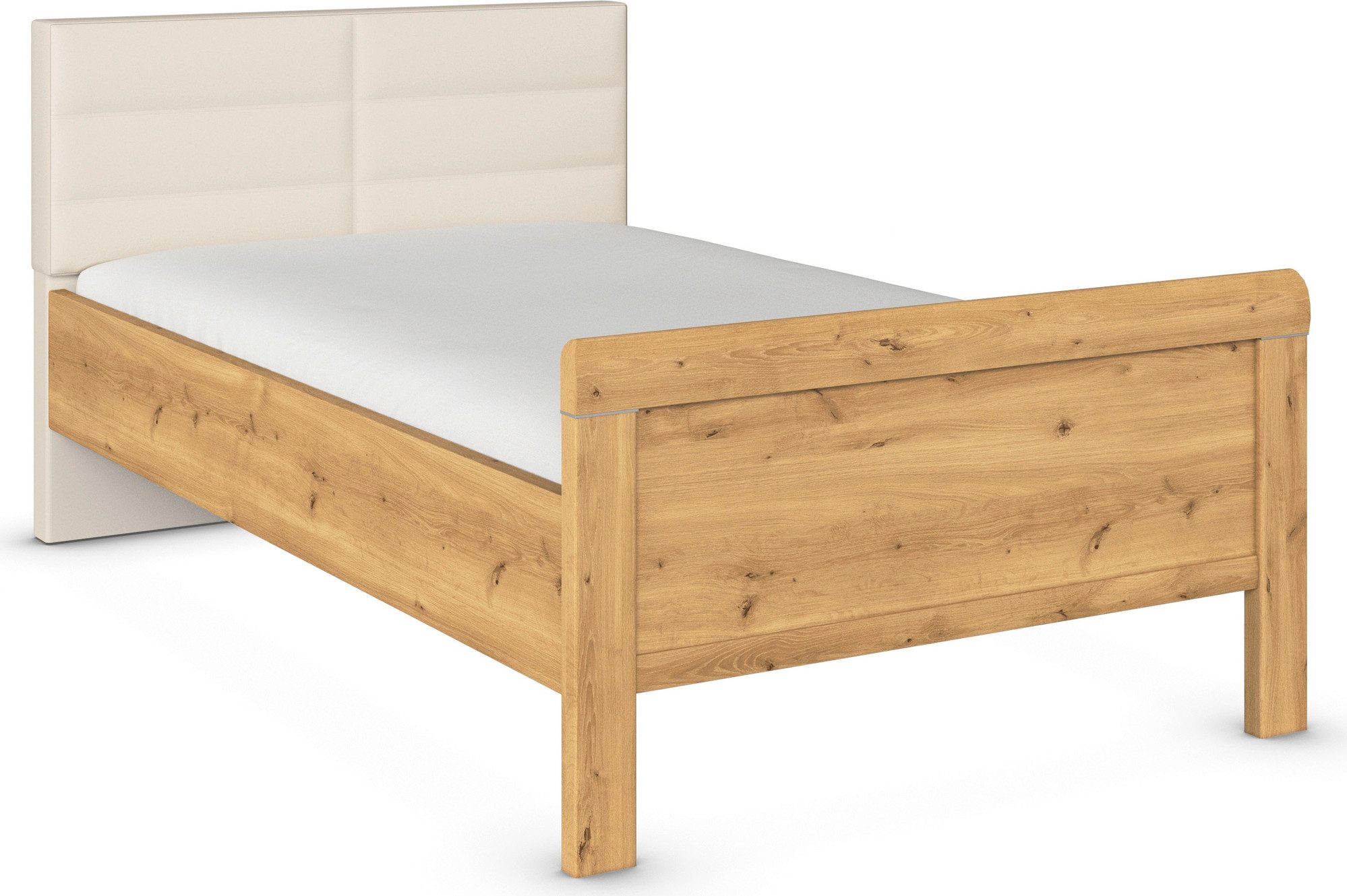 rauch Bed Eenpersoons Stollenbed EVELYN in comfortabele hoogte met gestoffeerd hoofdeinde in elegante stijl made in germany bedden bruin