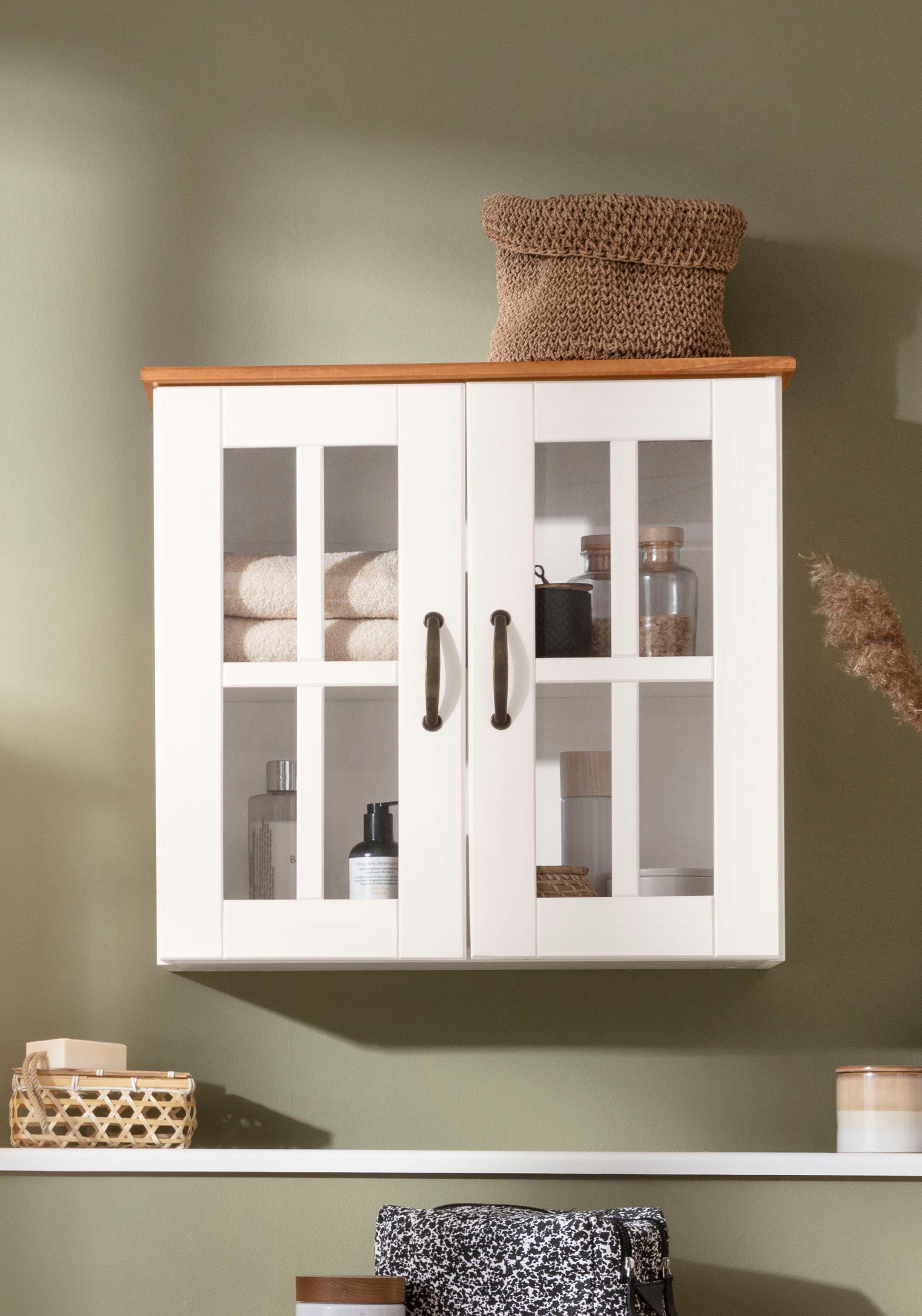 Home affaire Hangend kastje Rodby Massief, FSC®-gecertificeerd hout, grepen metaal, breedte 60 cm, hoogte 60 cm