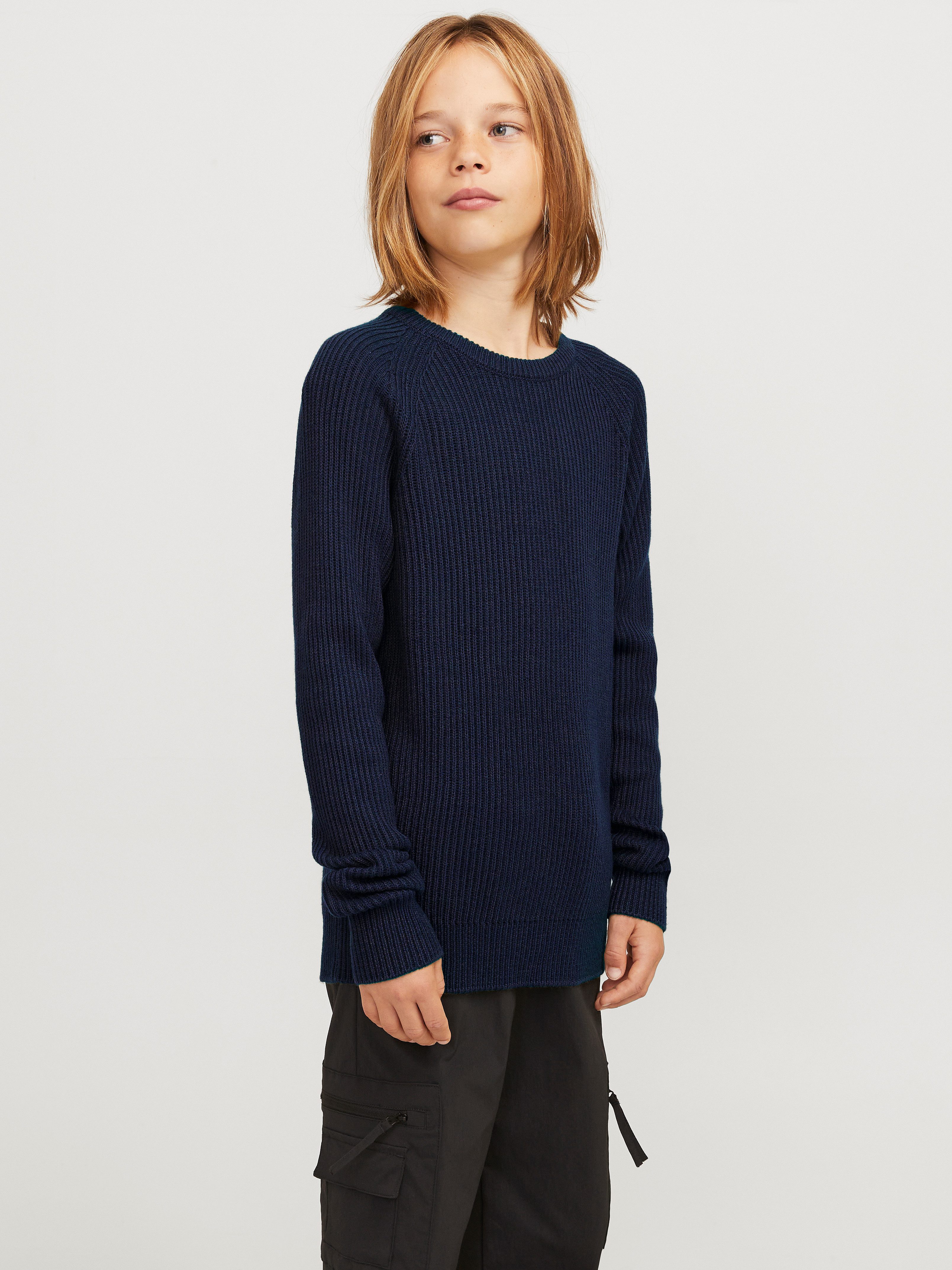 Jack & Jones Junior Gebreide trui JJPANNEL KNIT CREW NECK AW24 JNR