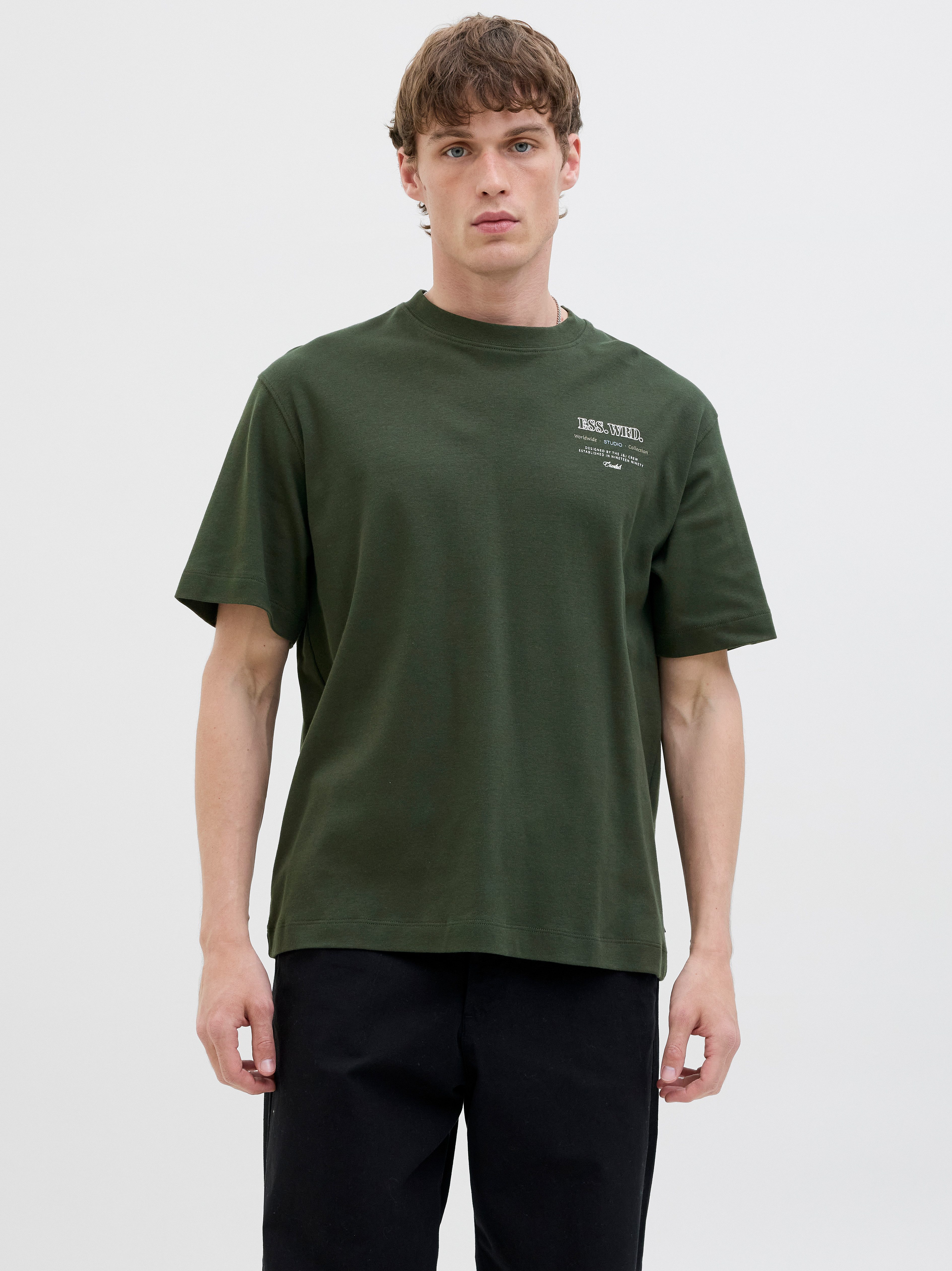 Jack & Jones Shirt met ronde hals JJEURBAN EDGE STUDIO TEE SS O-NECK NOOS heren ronde hals maat XXL groen