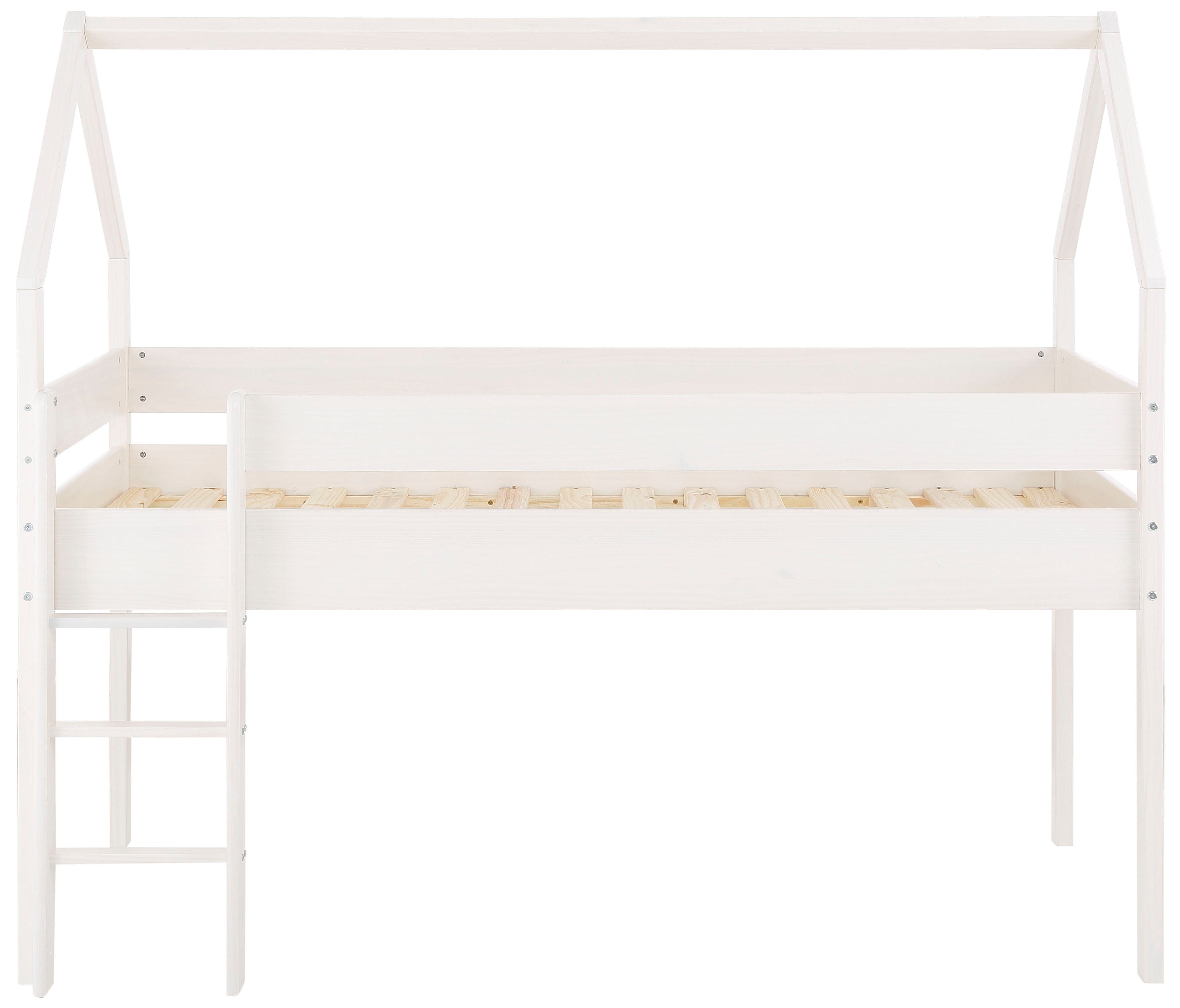 Lüttenhütt Kinderledikant Alpi van grenenhout, in een huis-look, ligoppervlak 90x200 cm