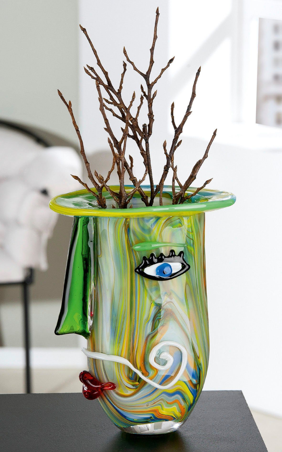 Casablanca by Gilde Tafelvaas Plato decoratieve vaas van glas, bloemenvaas (1 stuk)