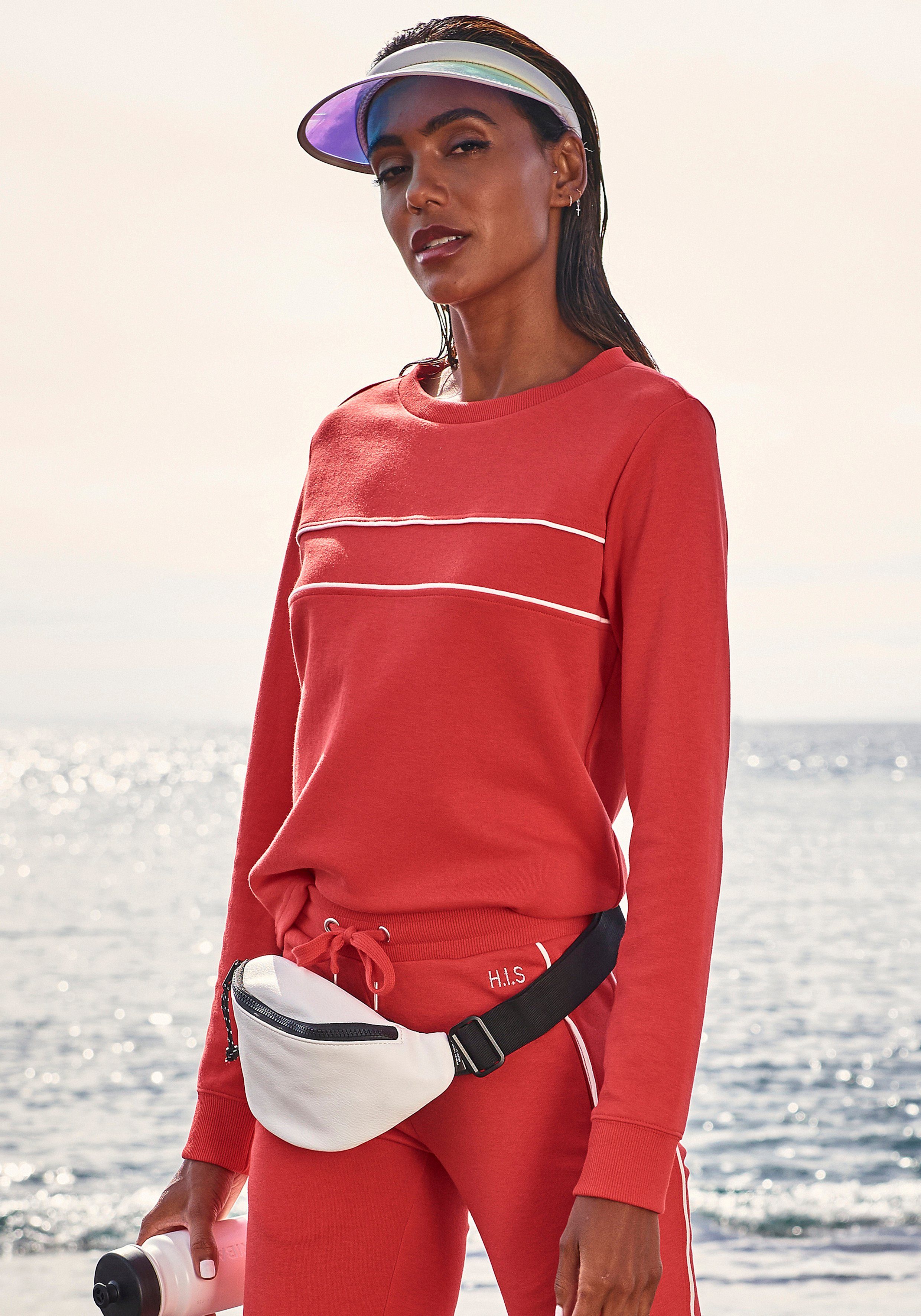 H.I.S Sweatshirt met piping op de borst, loungewear