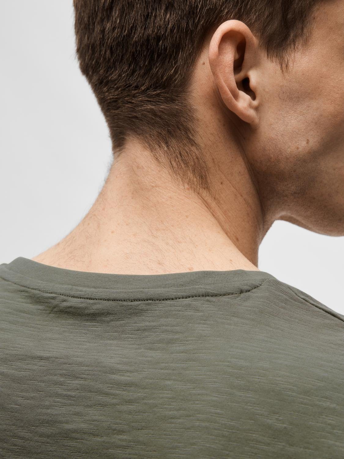 SELECTED HOMME Shirt met korte mouwen SLHASPEN SLUB SS O-NECK