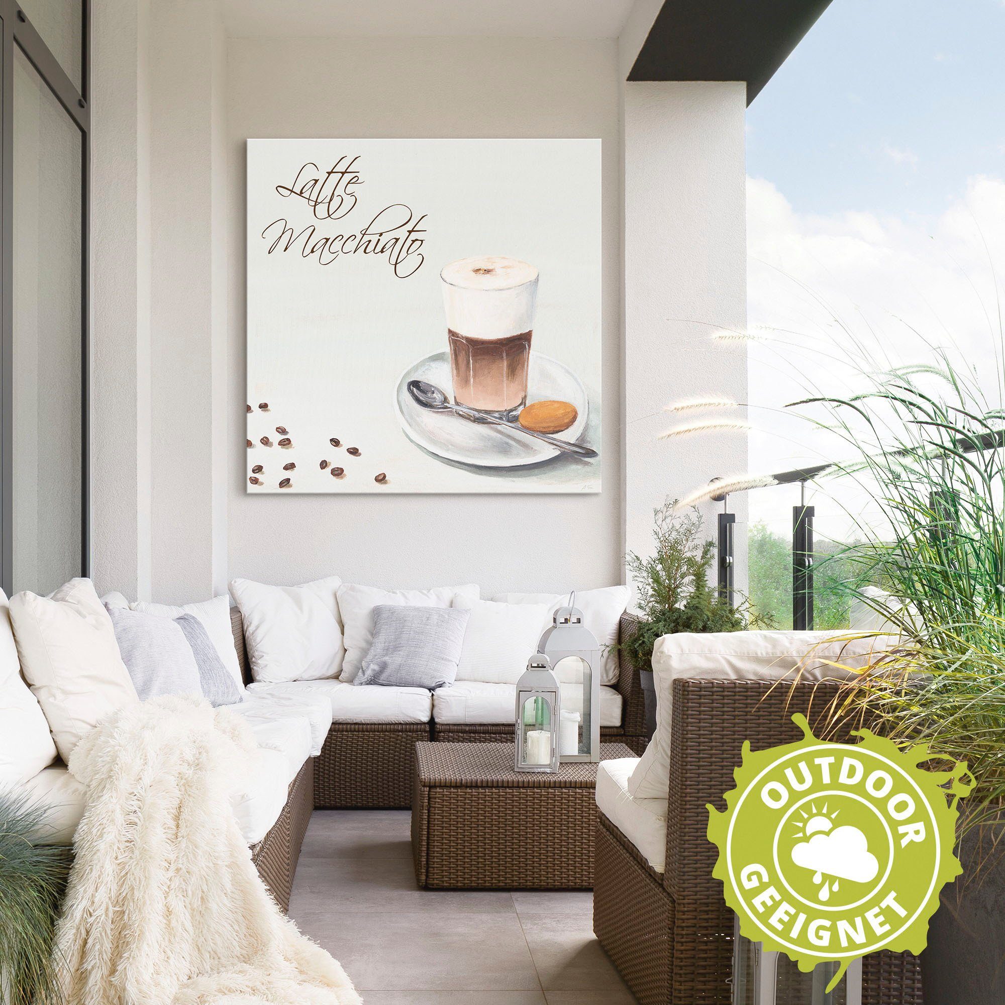 Artland Aluminium dibond print Latte macchiato II geschikt voor binnen en buiten, buitenafbeelding
