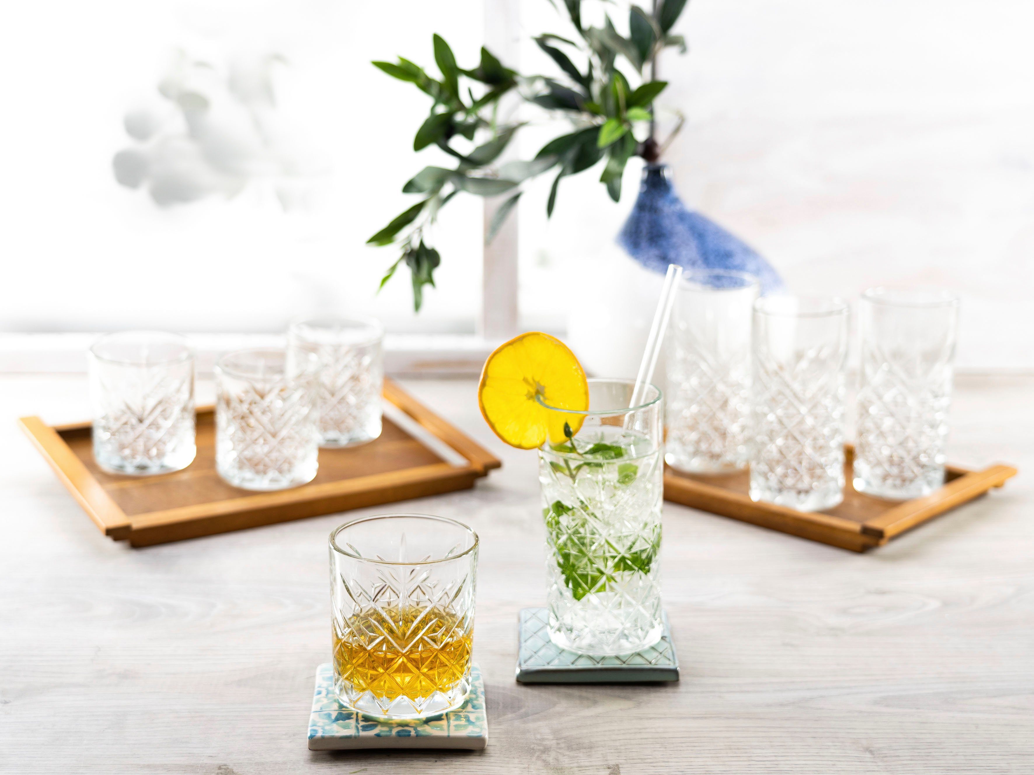 CreaTable Glazenset TIMELESS drinkglazen 4 waterglazen, 4 whiskyglazen als set (set, 8-delig)