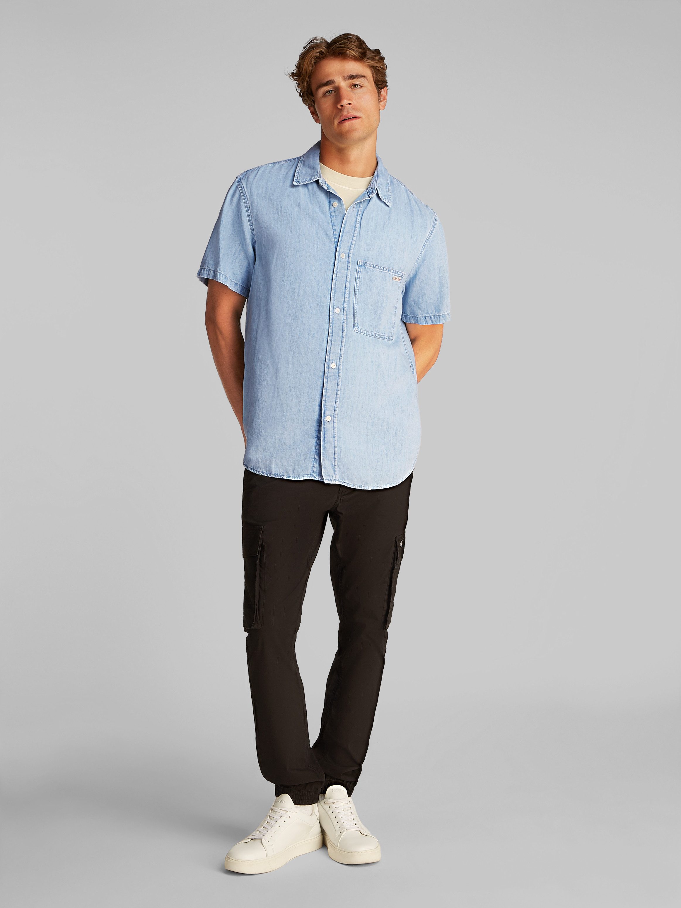 Calvin Klein Overhemd met korte mouwen REGULAR SS DENIM SHIRT