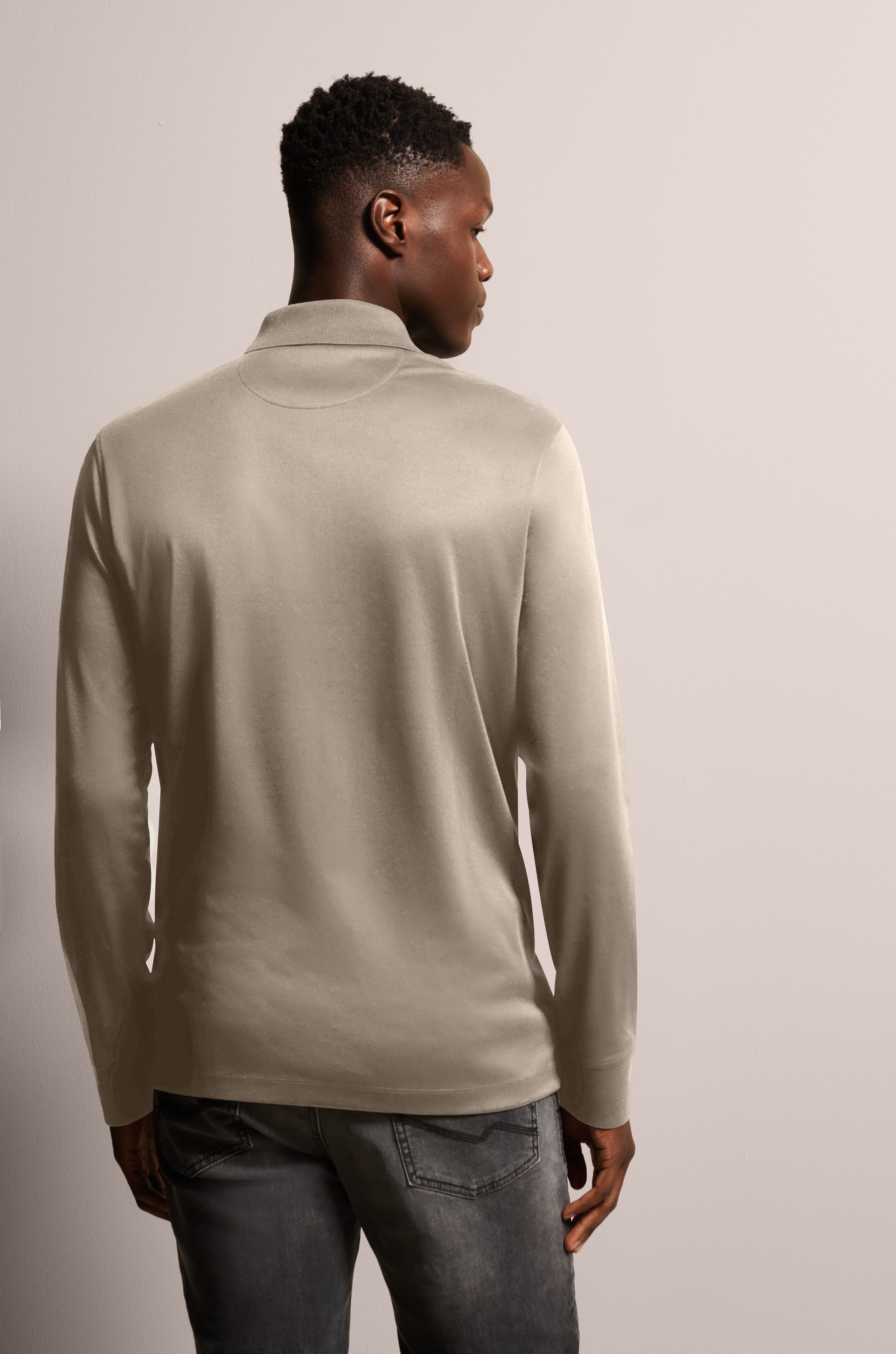 Bugatti Poloshirt met lange mouwen met fijne structuuruitstraling