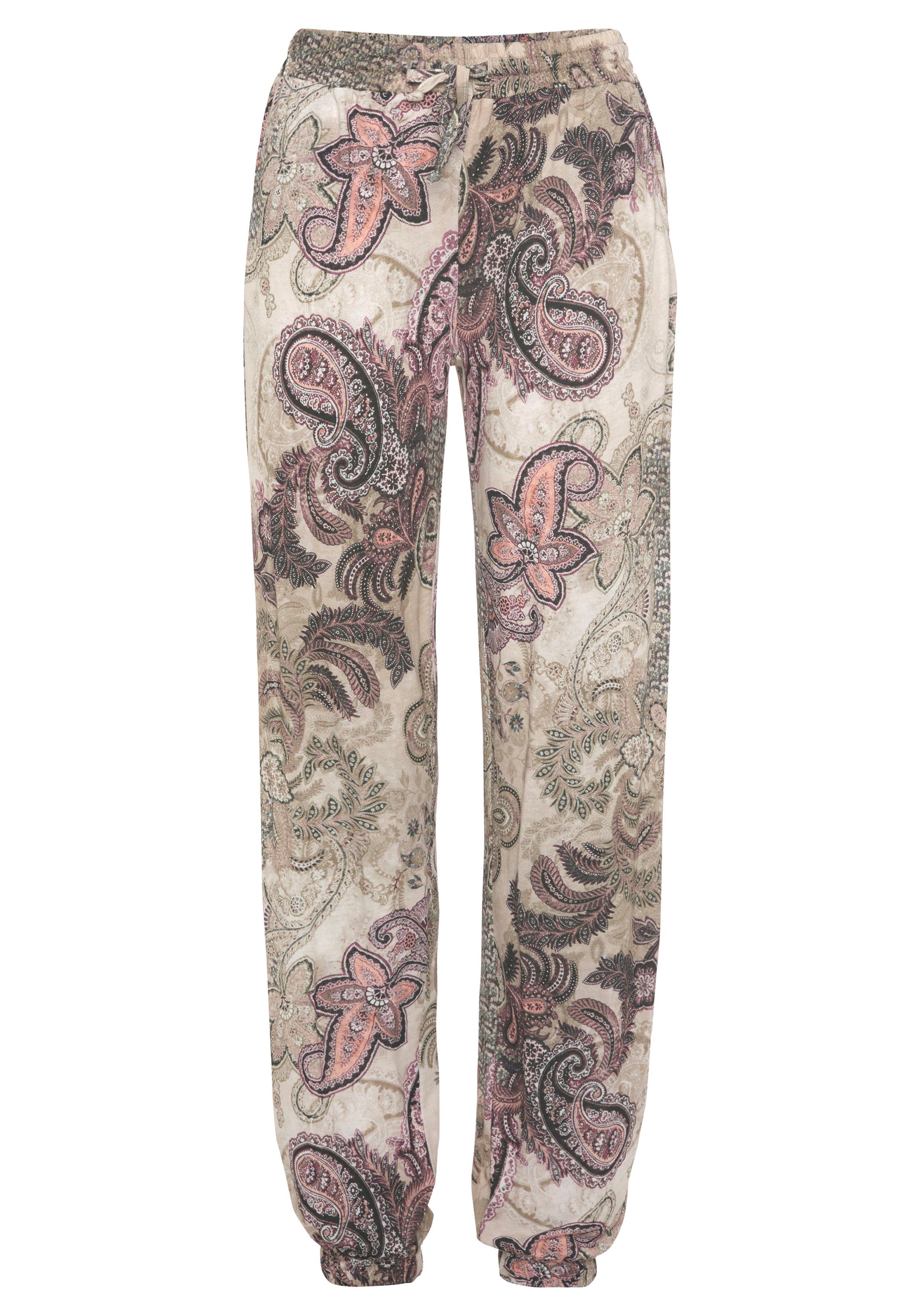 Lascana Jerseybroek met paisleyprint, jerseybroek, elastische tailleband, comfortabele stofbroek