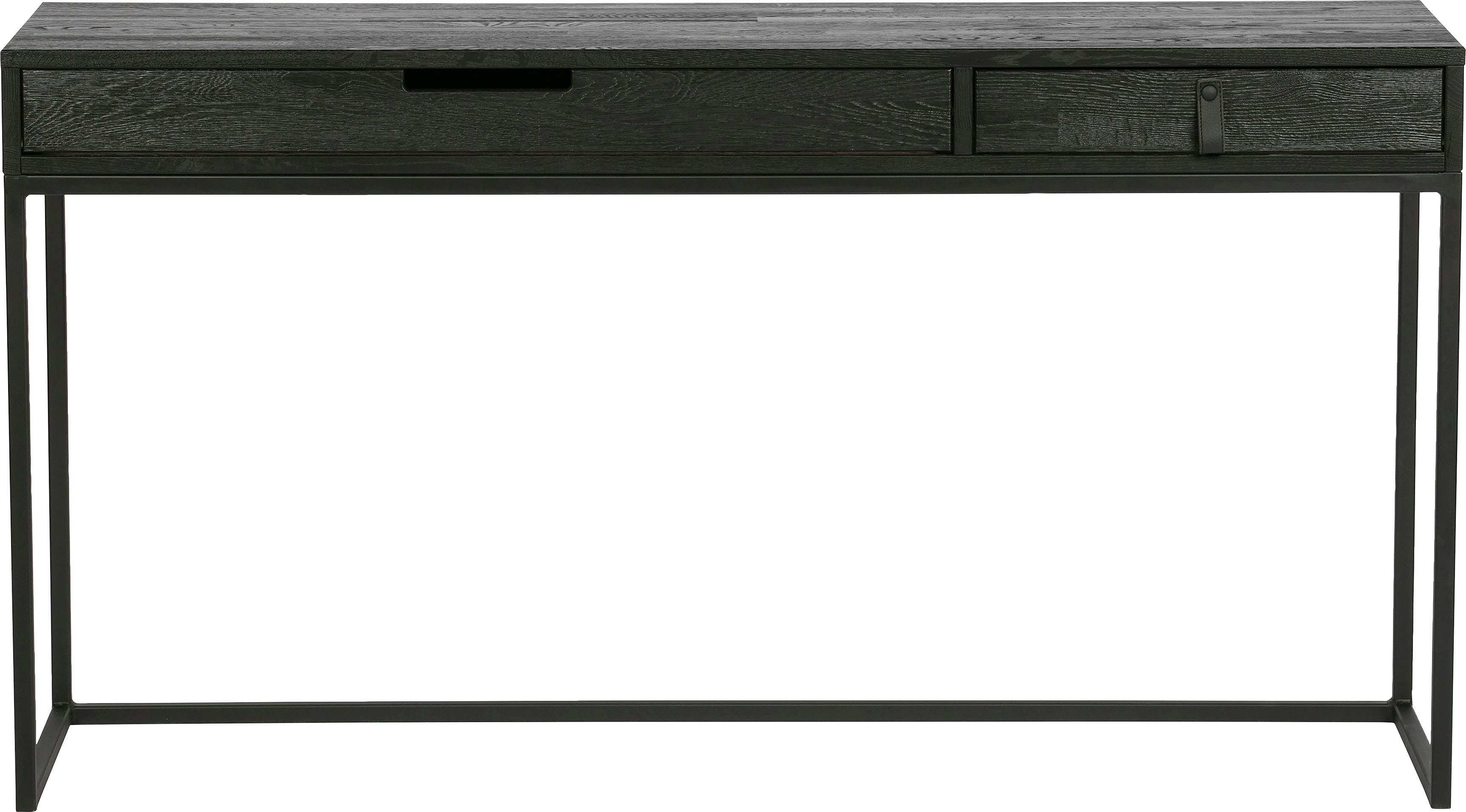 WOOOD Bureau Silas twee lades, hout gedeeltelijk massief, h 75 cm x b 140 cm bureaus zwart