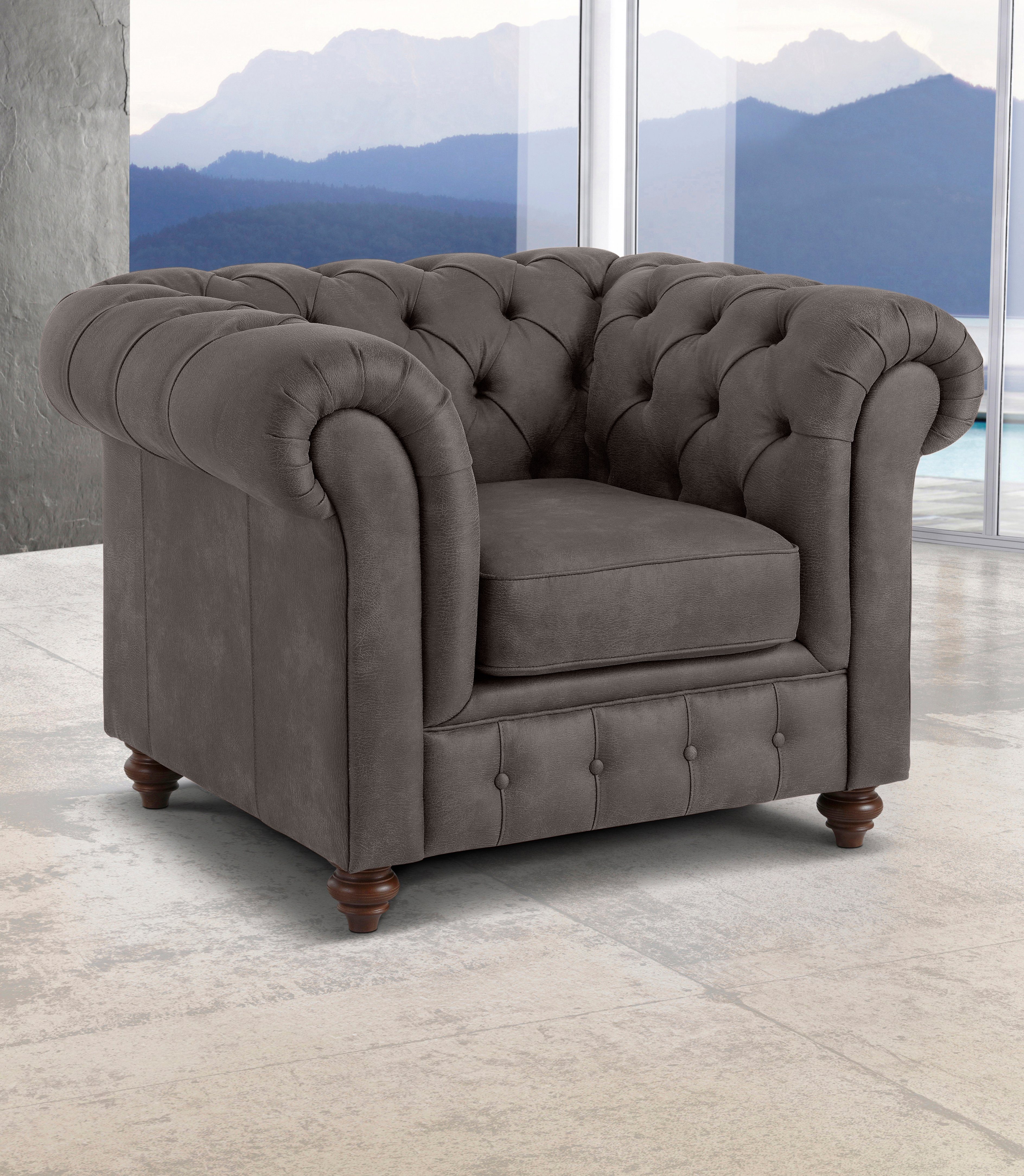 Premium collection by Home affaire Fauteuil CHESTERFIELD met knoopsluiting, ook in leer