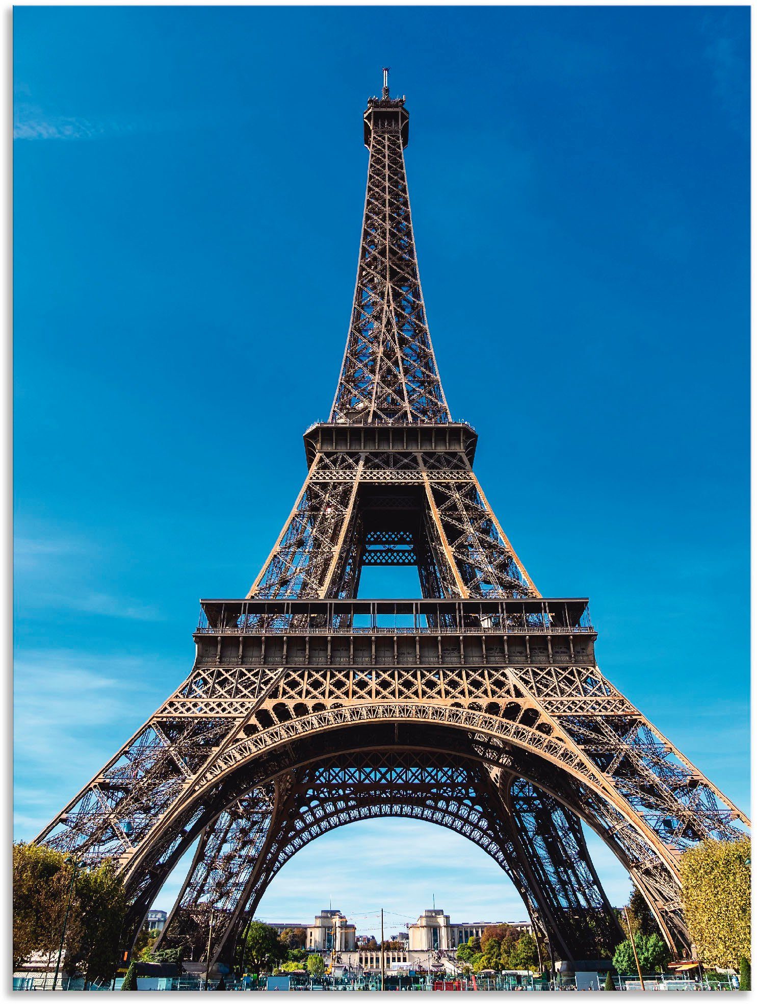 Artland Artprint Blik op de Eiffeltoren in Parijs II in vele afmetingen & productsoorten -artprint op linnen, poster, muursticker / wandfolie ook geschikt voor de badkamer (1 stuk)
