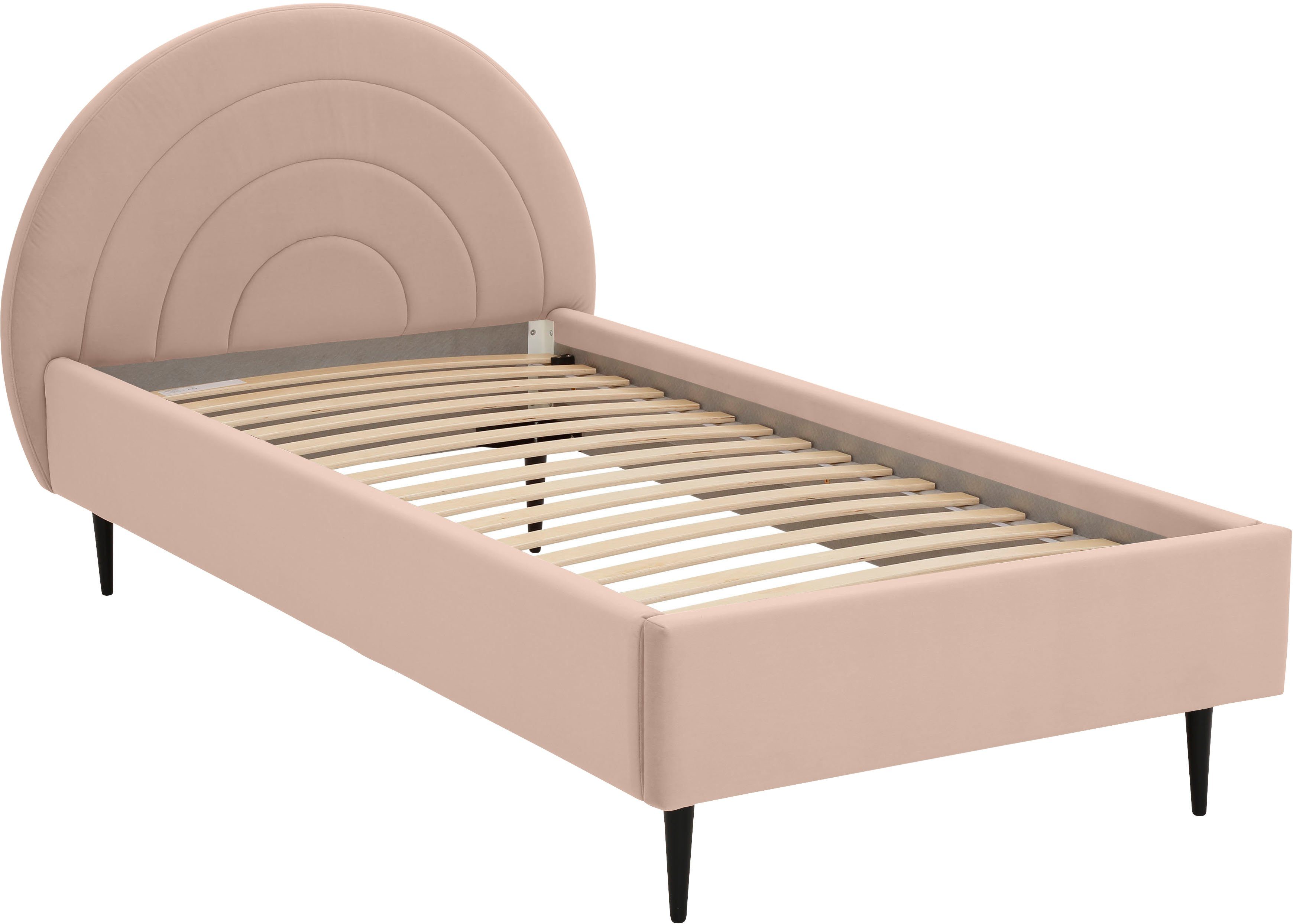 Lüttenhütt Gestoffeerd bed Femmy prettig bekleed hoofdbord met decoratief regenboogmotief