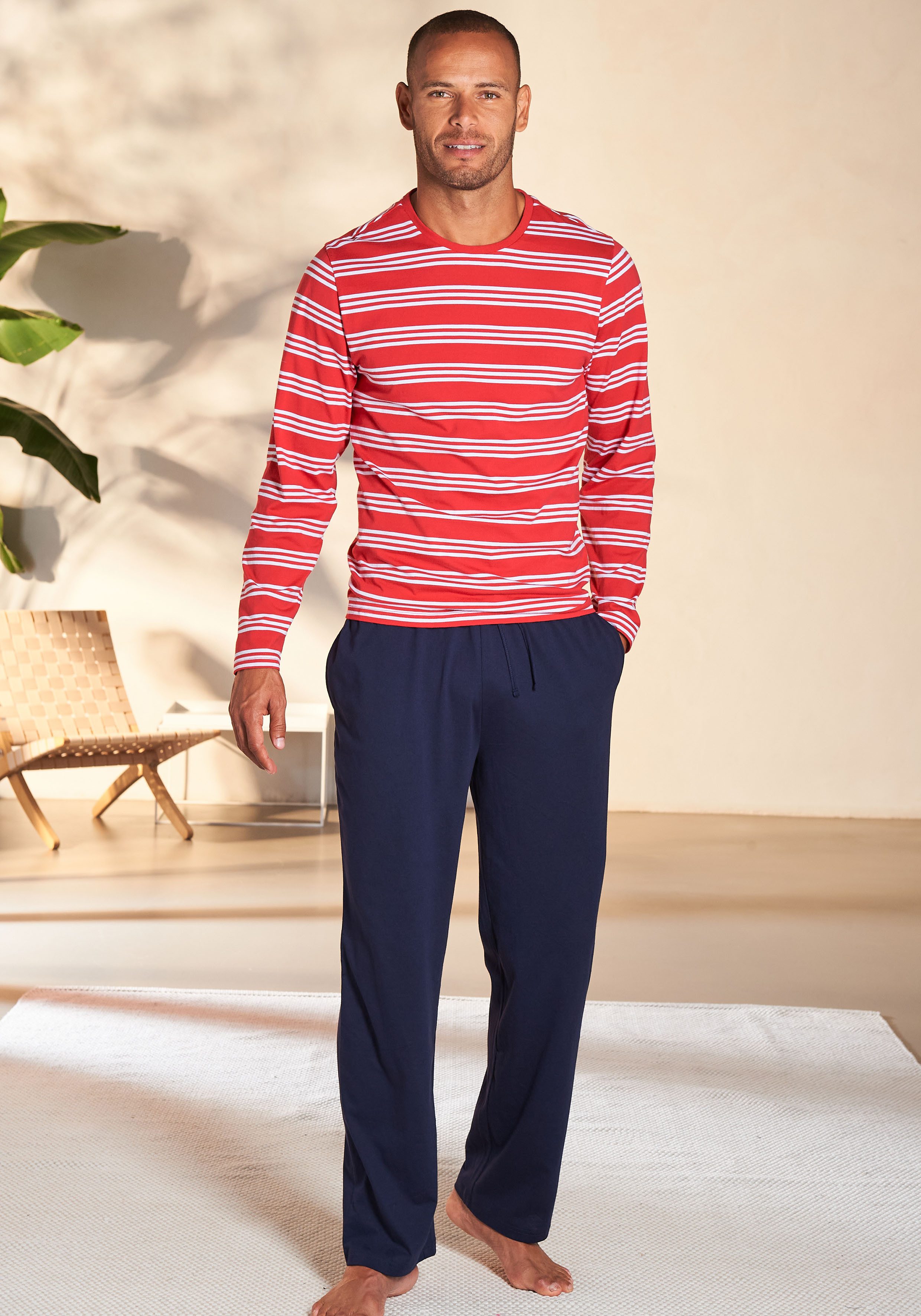 AUTHENTIC LE JOGGER Pyjama Pyjama met gestreepte bovenstukken (4-delig, Set van 2)
