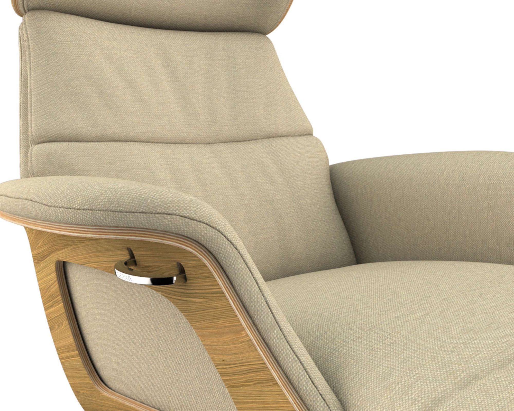 FLEXLUX Loungestoel Clement chaise longue, relaxstoel, ligstoel Rug- en hoofdsteunverstelling, armleuning, geolied eiken, voet van aluminium