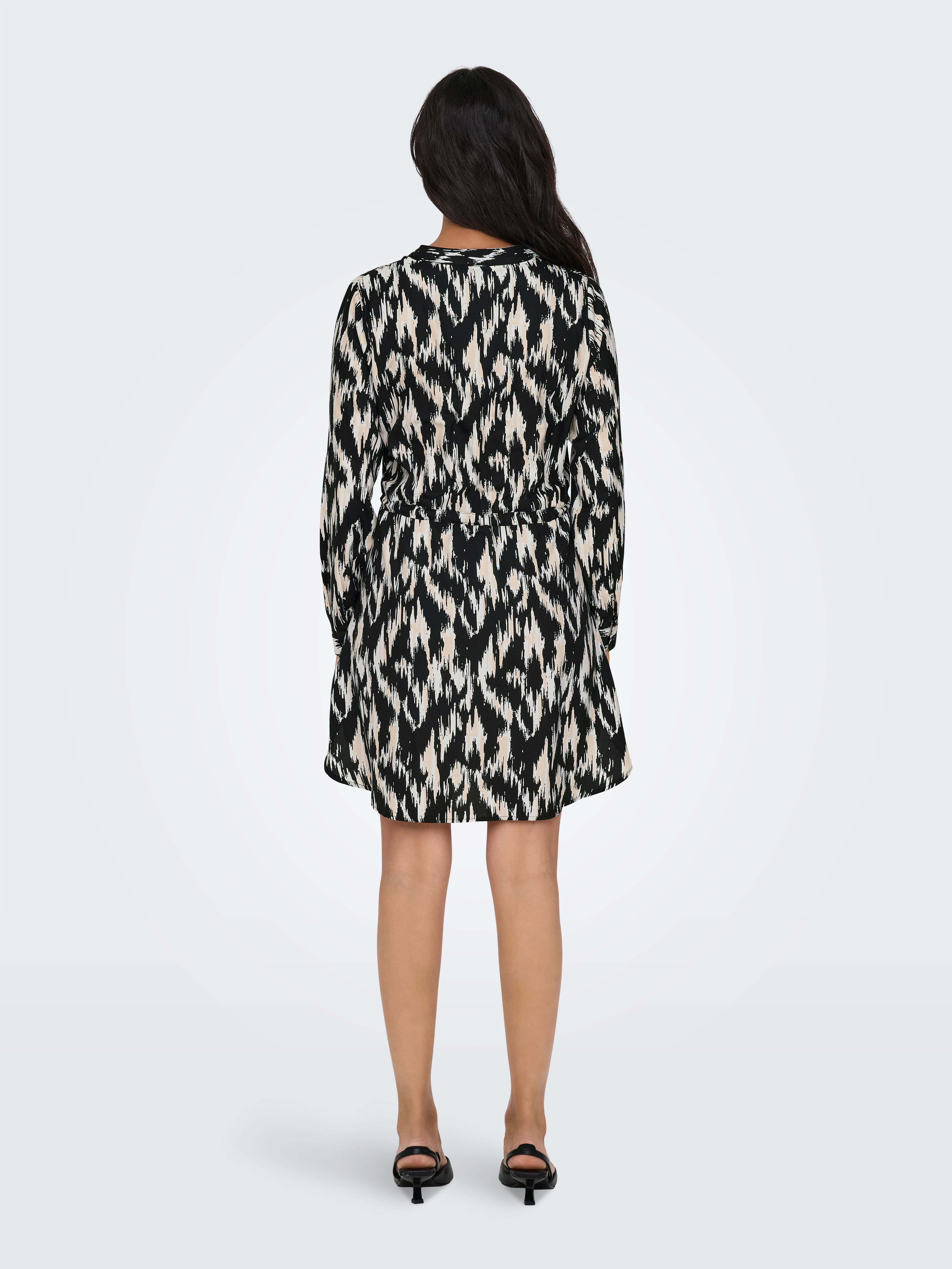Only Gedessineerde jurk ONLCORY L S V-NECK TUNIC