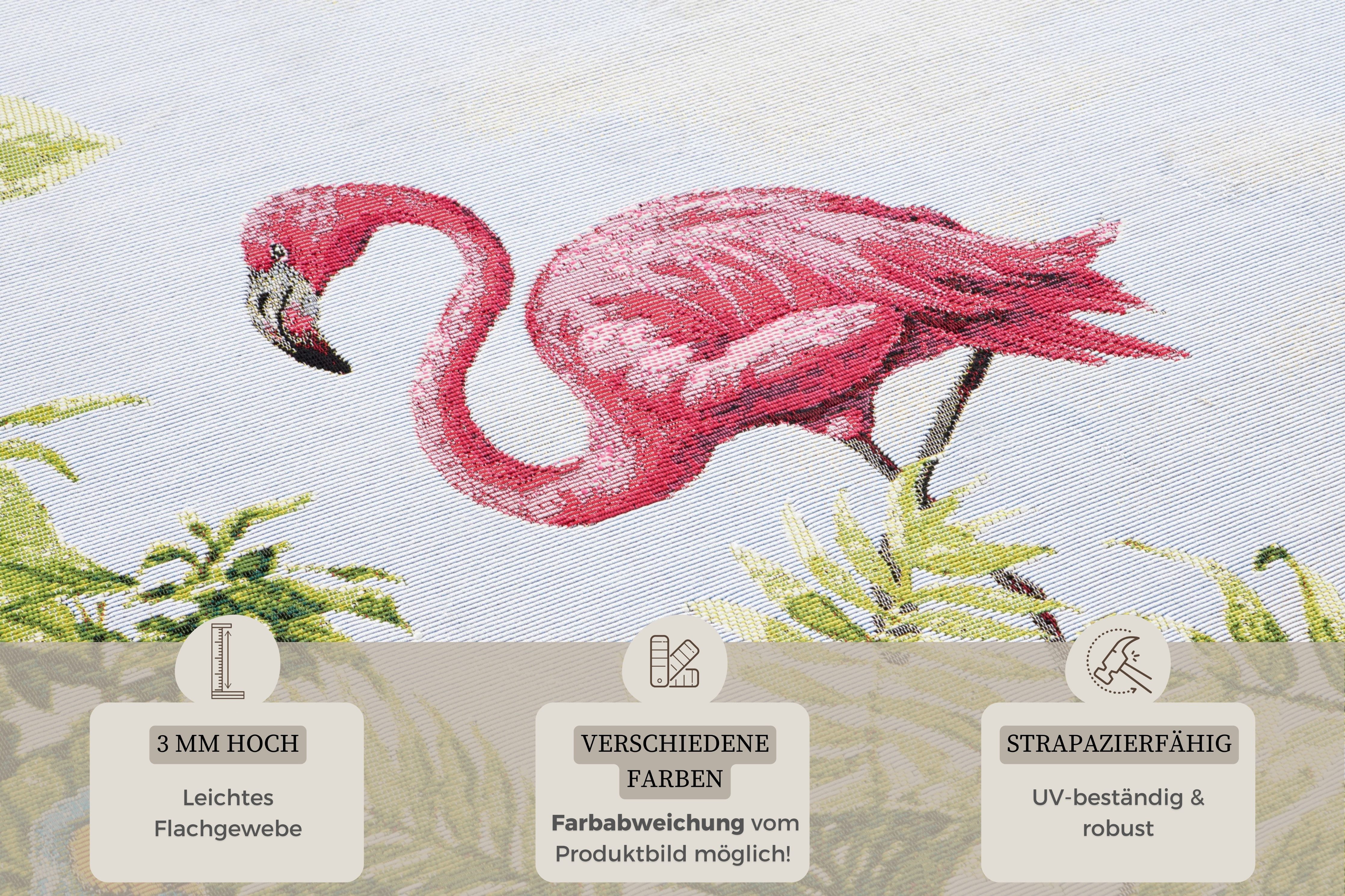 HANSE Home Outdoorkleed Tropical Birds In-& outdoor, tapijt, weerbestendig, balkon, tuin, woonkamer, floraal