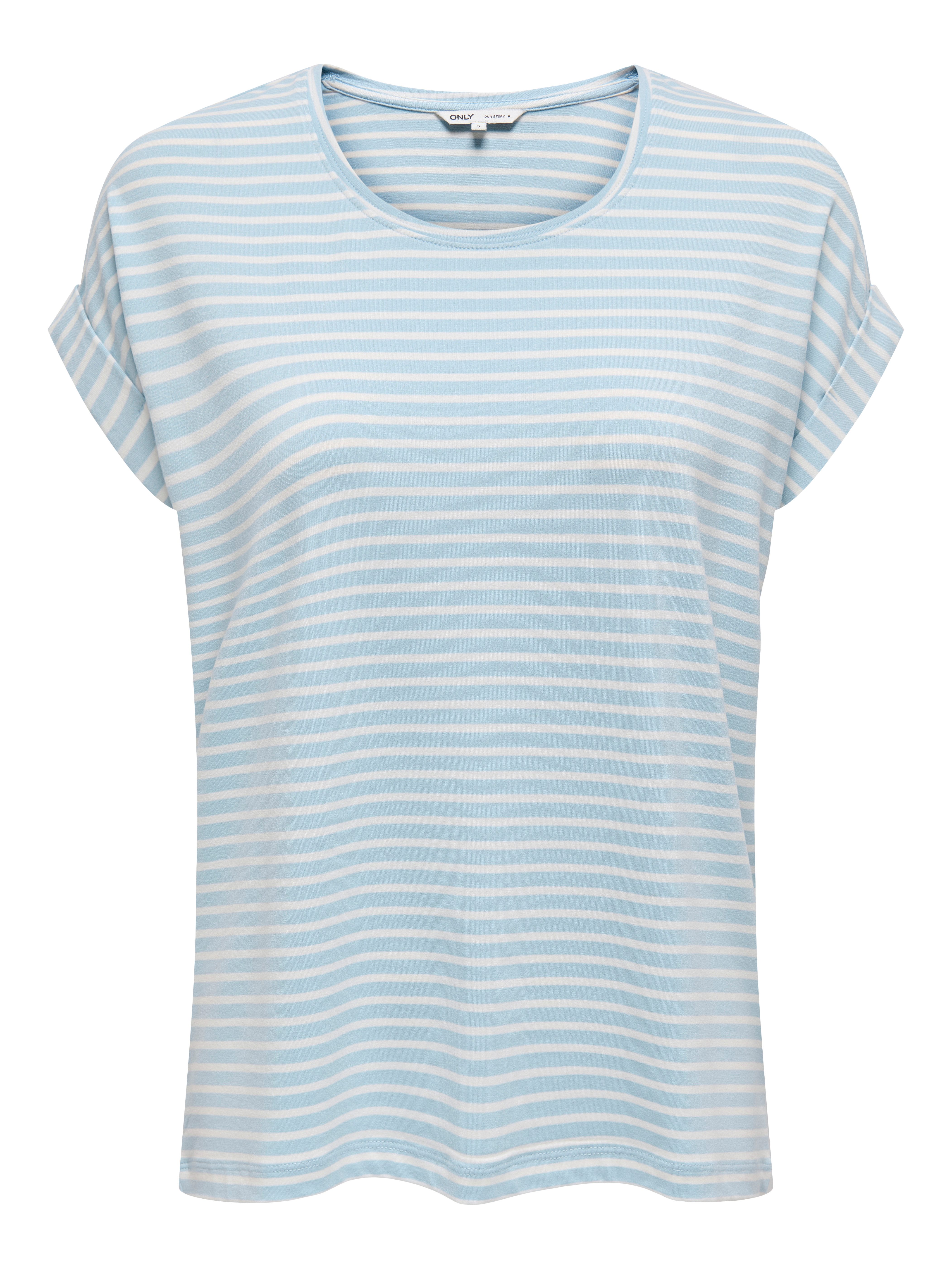 Only T-shirt ONLMOSTER STRIPE S/S O-NECK TOP JRS NOOS dames t-shirts maat L (40) blauw