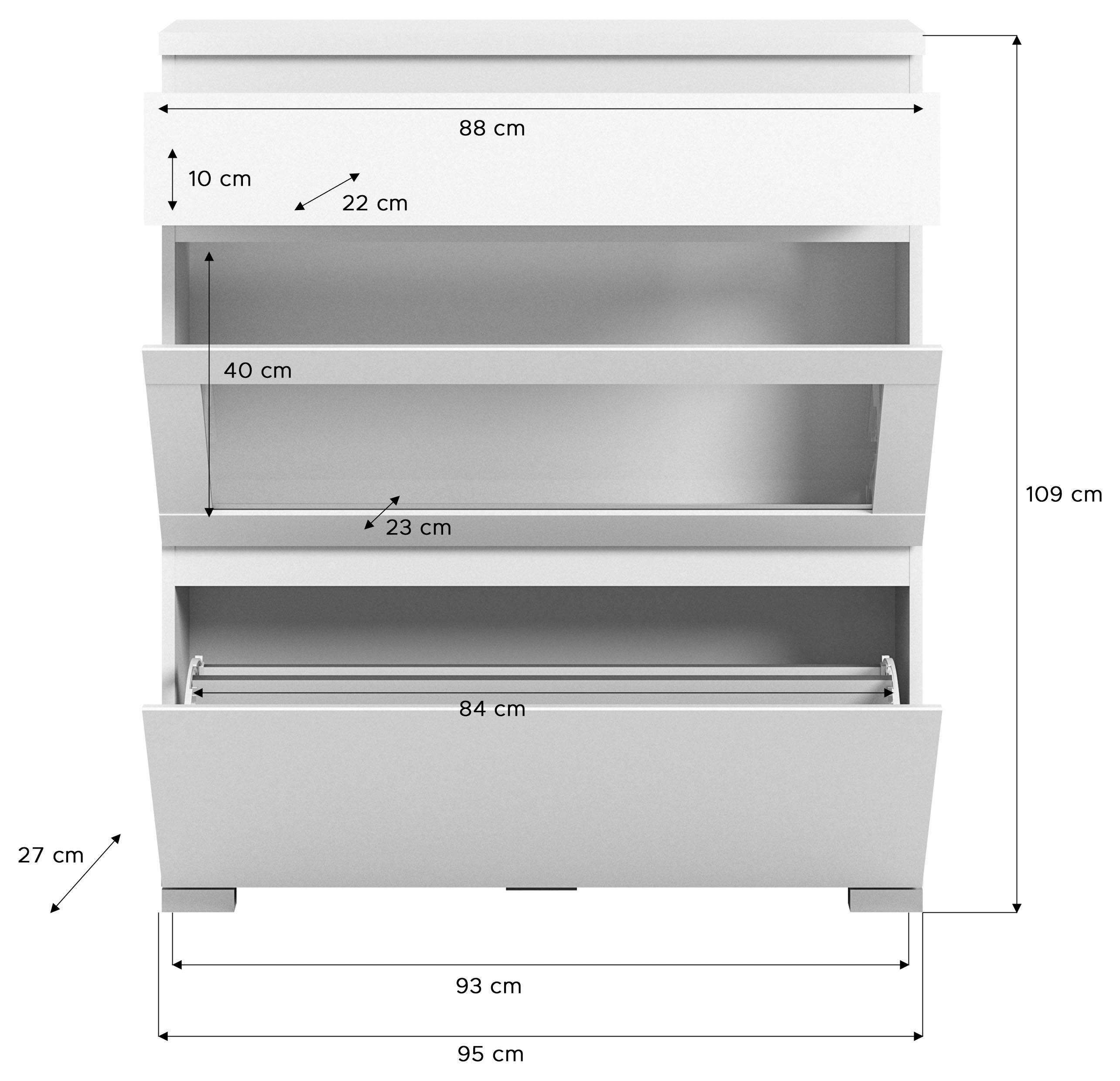INOSIGN Schoenenkast Skoskap, Diepte 27 cm, 2 Deurtjes, 1 Lade, plaats voor 8 paar schoenen