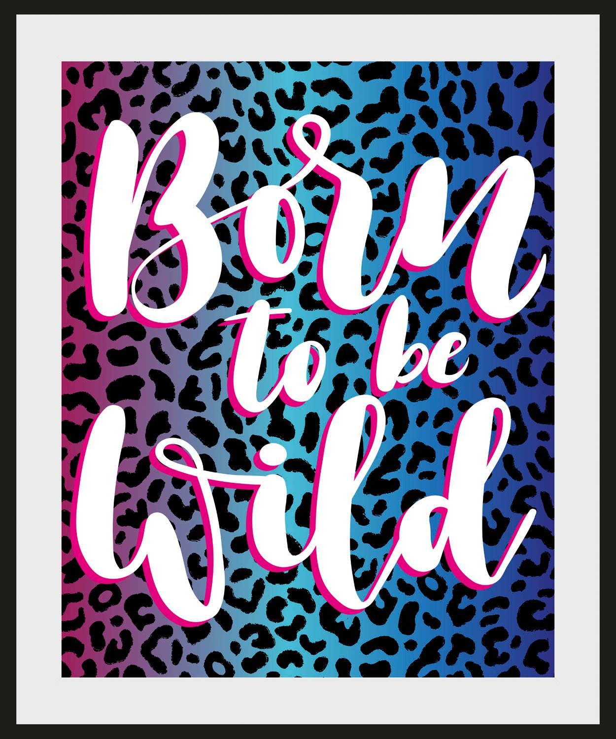 queence Wanddecoratie Born to be wild HD premium posterdruk incl. houten lijst (1 stuk)