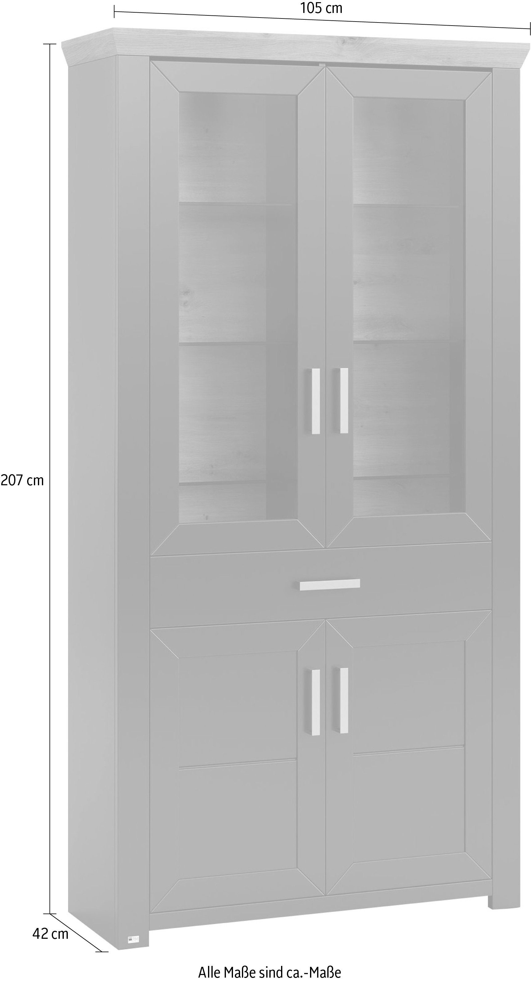 set one by Musterring Staande vitrinekast York Type 18, met twee glazen deuren, in 3 kleurvarianten, hoogte 207 cm