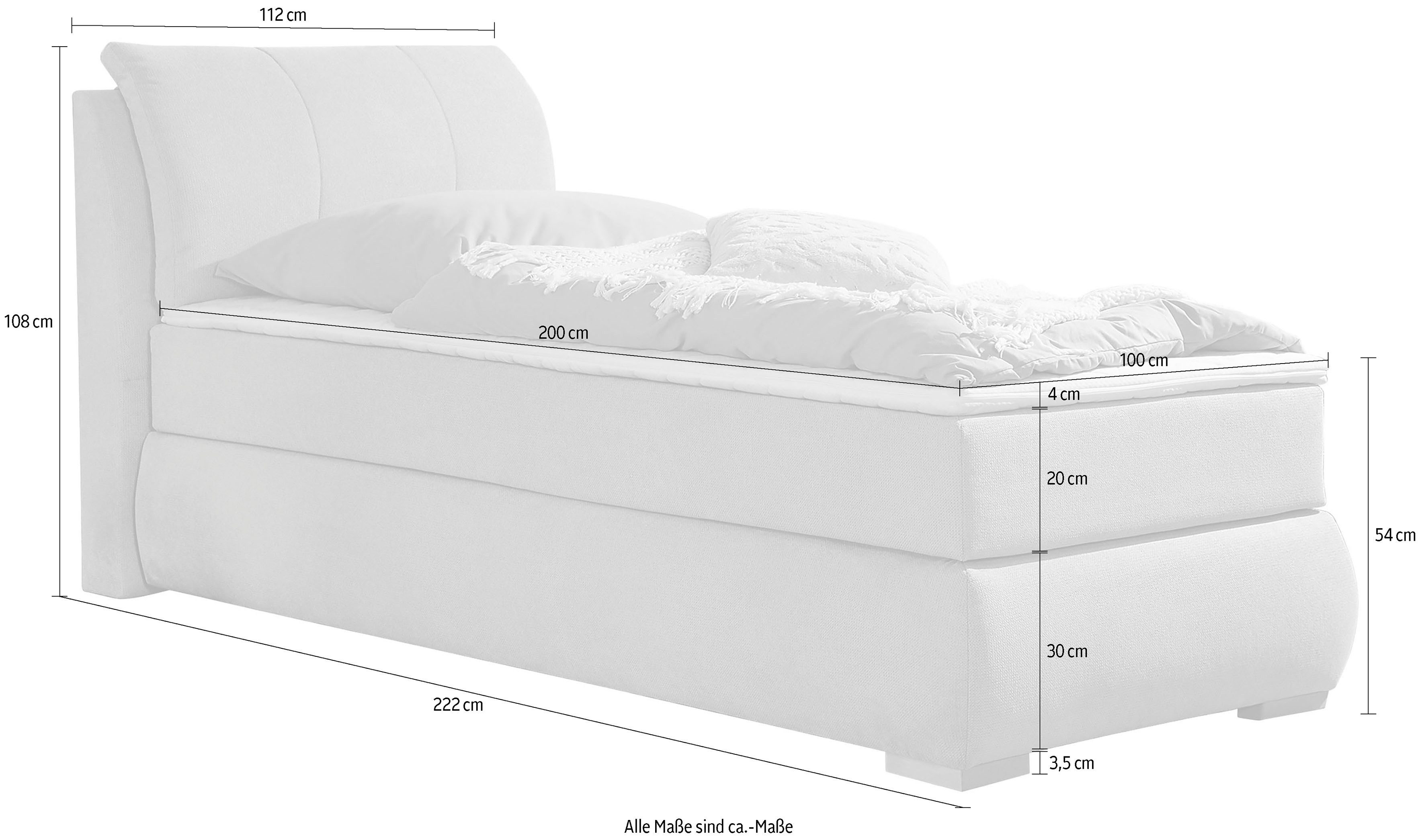 Home affaire Boxspring Breitenthal afneembare rugkussens met klittenband