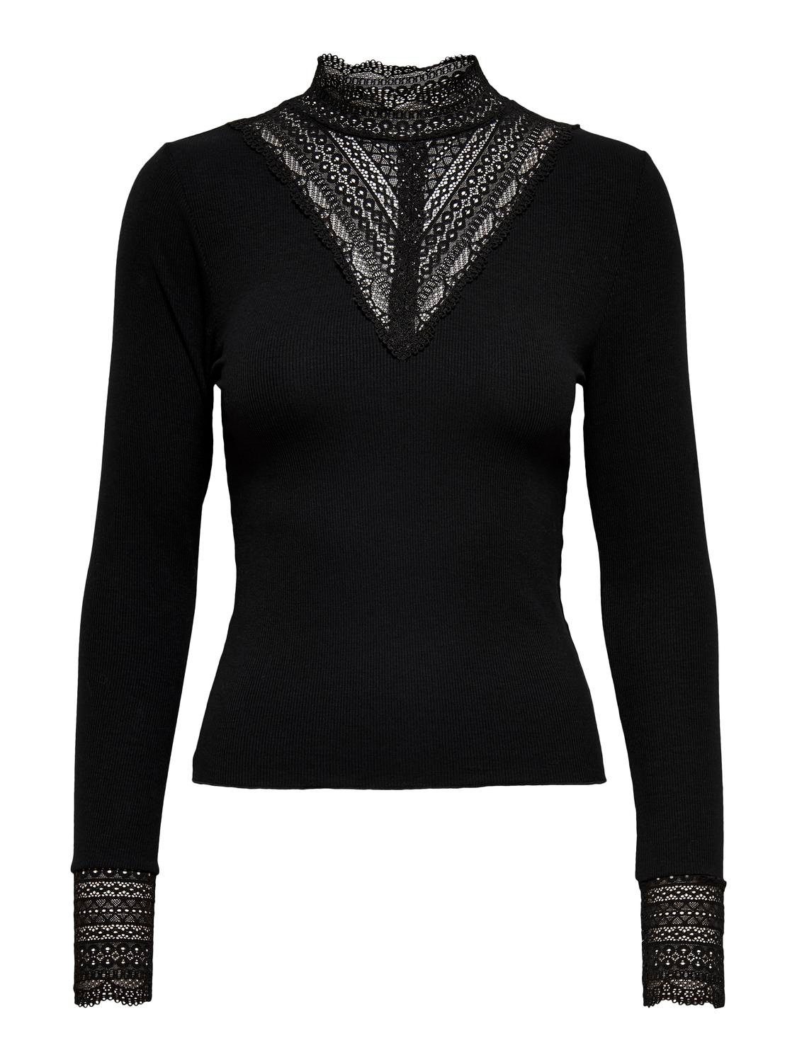 Only Kanten shirt ONLTILDE L/S HIGH NECK LACE TOP JRS