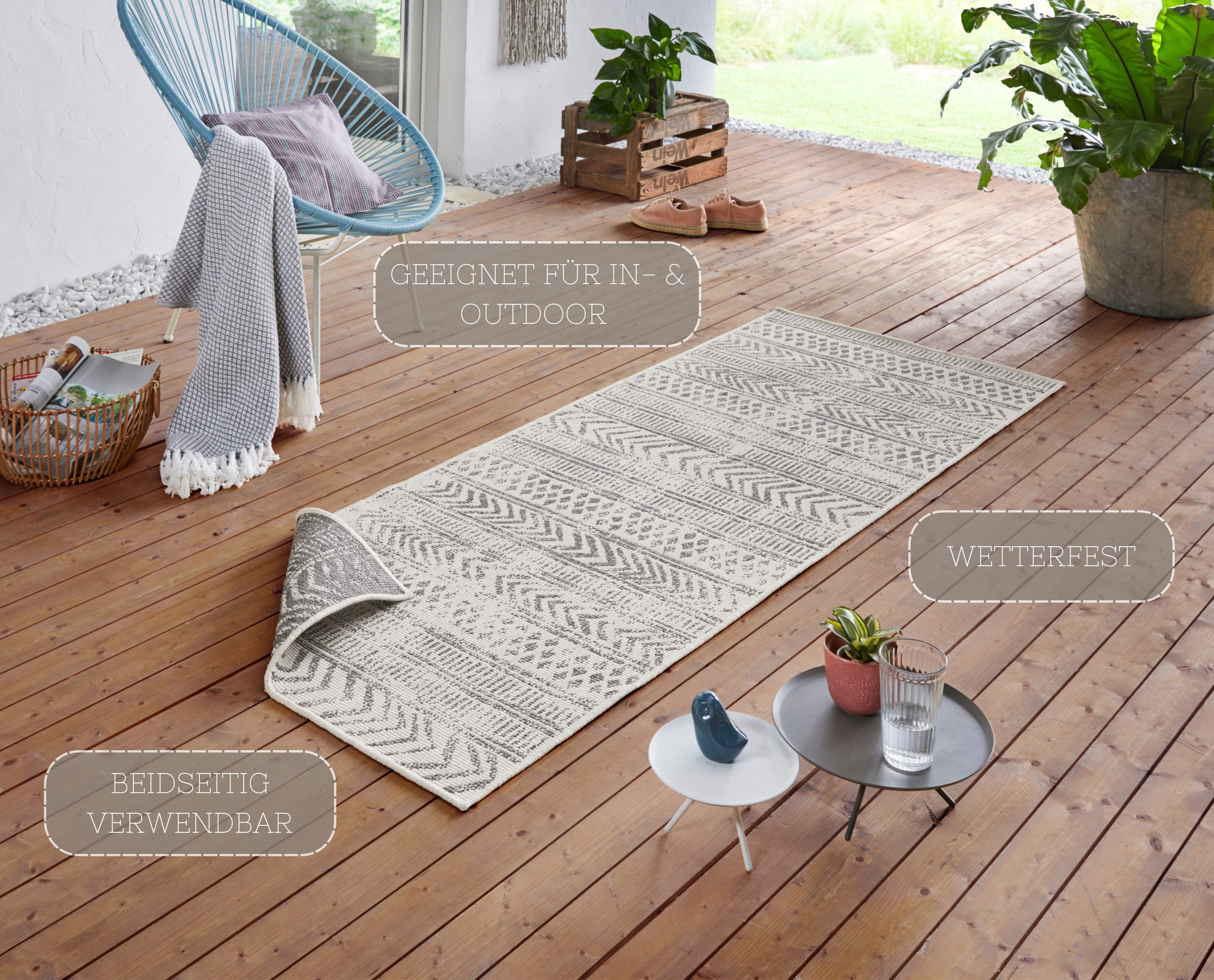 NORTHRUGS Vloerkleed BIRI tweezijdig te gebruiken kleed Binnen- en buitengebruik, weerbestendig, balkon, loper, woonkamer, waterbestendig, boho
