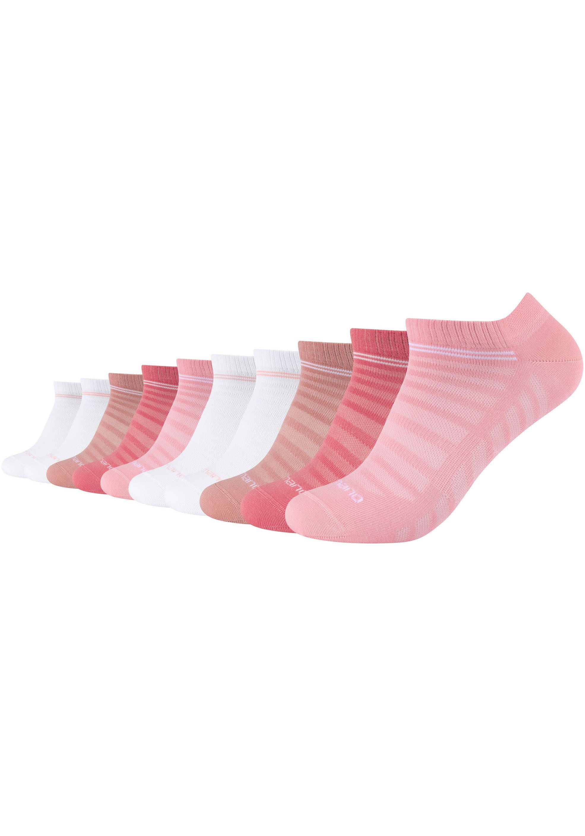 Camano Korte sokken Mesh ventilation met modieuze streepjespatronen (10 paar) unisex sportsokken maat 35 (38) wit