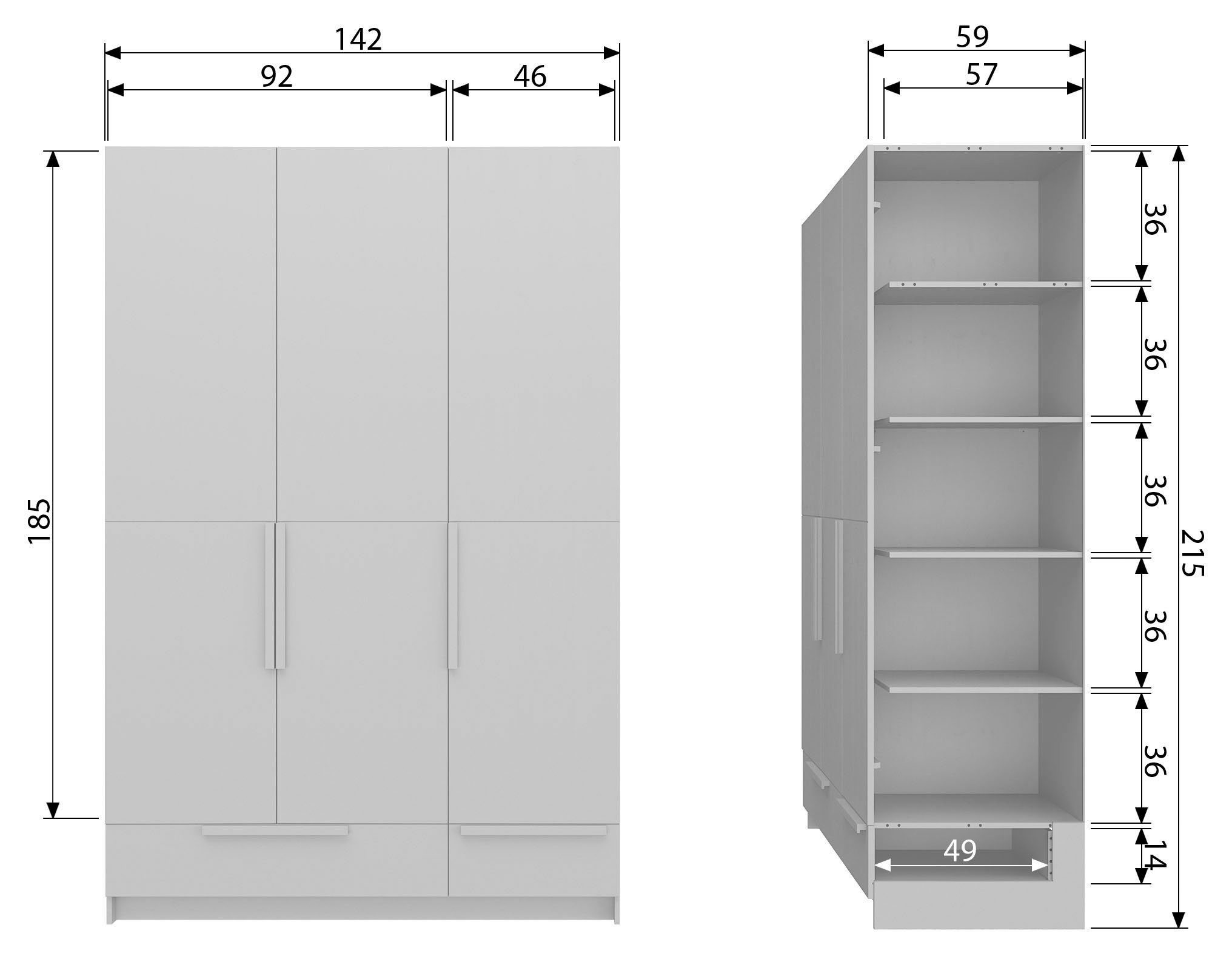 WOOOD Kledingkast Pure met kledingstang, grenenhout, hoogte 215 cm