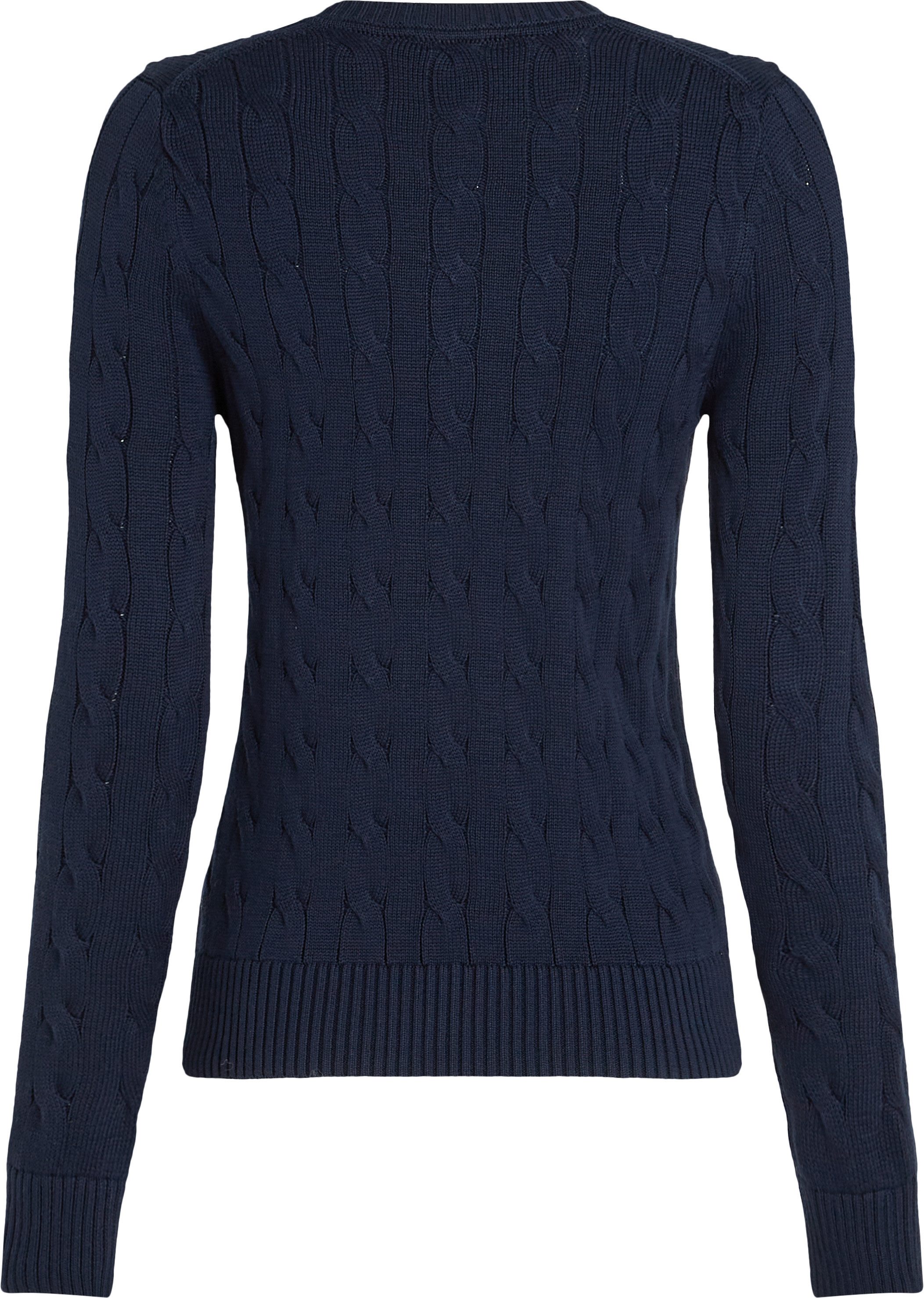 Tommy Hilfiger Trui met ronde hals CO CABLE VAR LS C-NK SWT met kabelpatroon, logo-borduursel