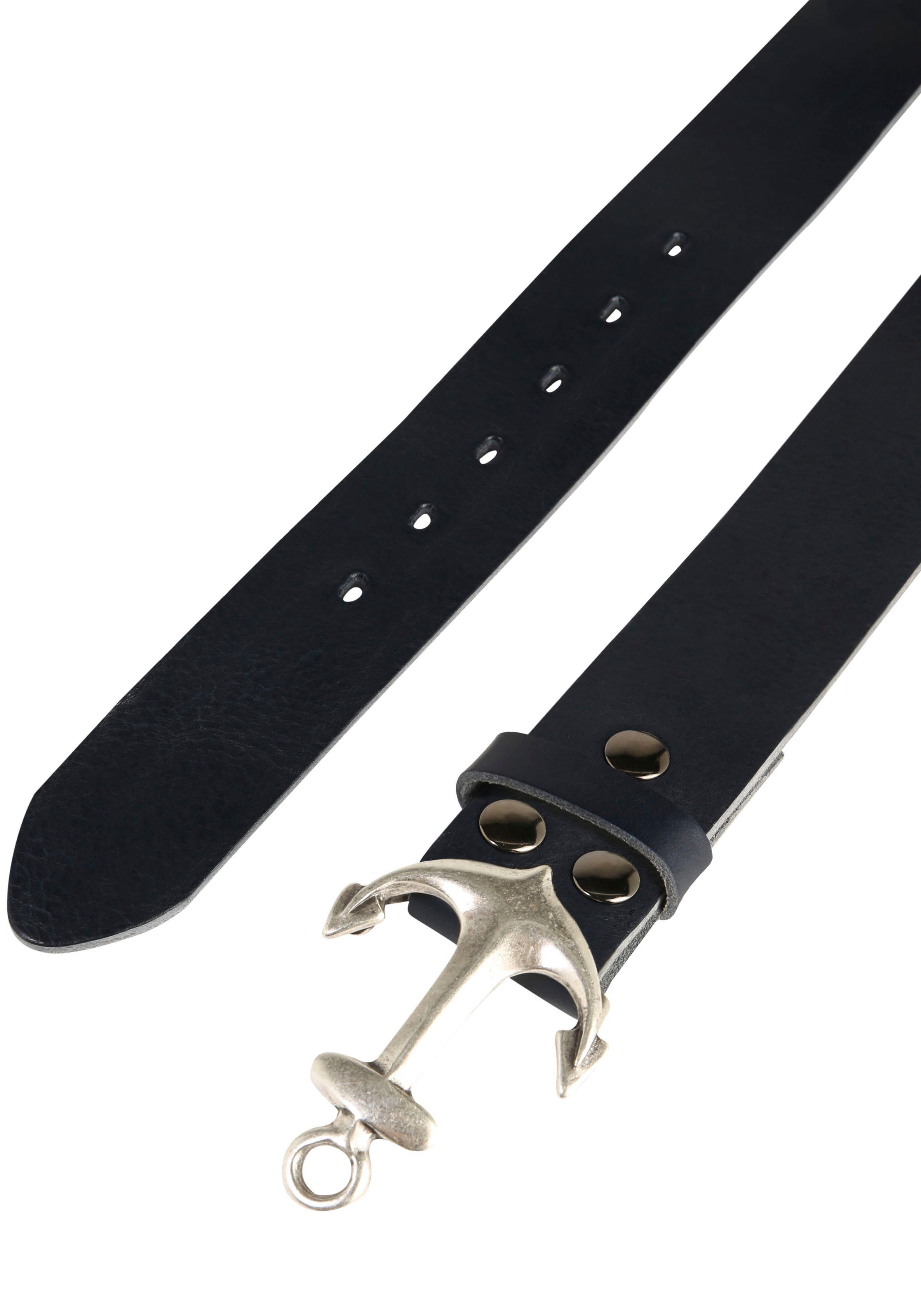 RETTUNGSRING by showroom 019° Leren riem met verwisselbare sluiting "anker so19°" unisex riemen maat 80 blauw