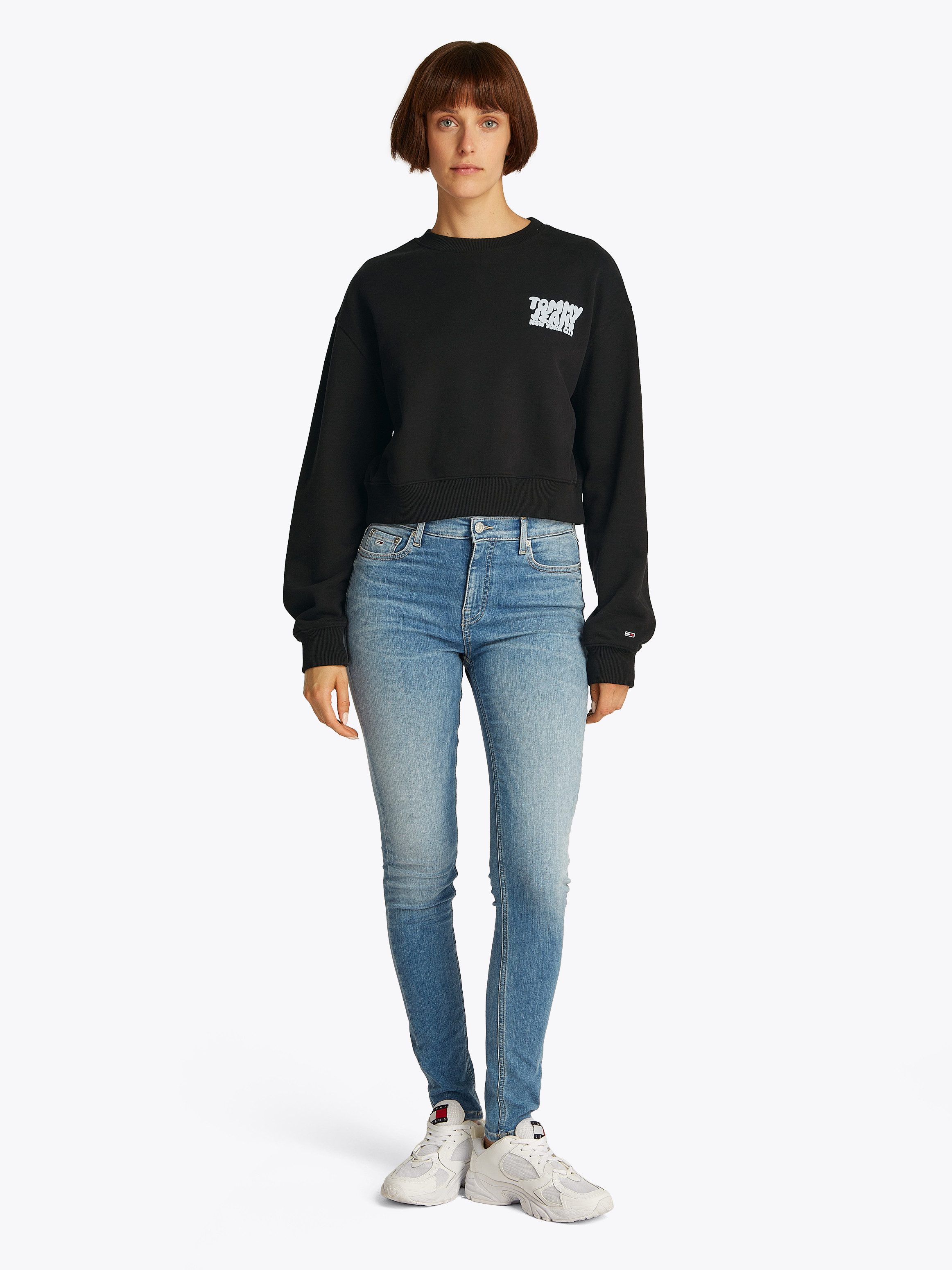 TOMMY JEANS Sweatshirt TJW RLX CRP TJ BUBBLE CREW met grote logoprint op de rug