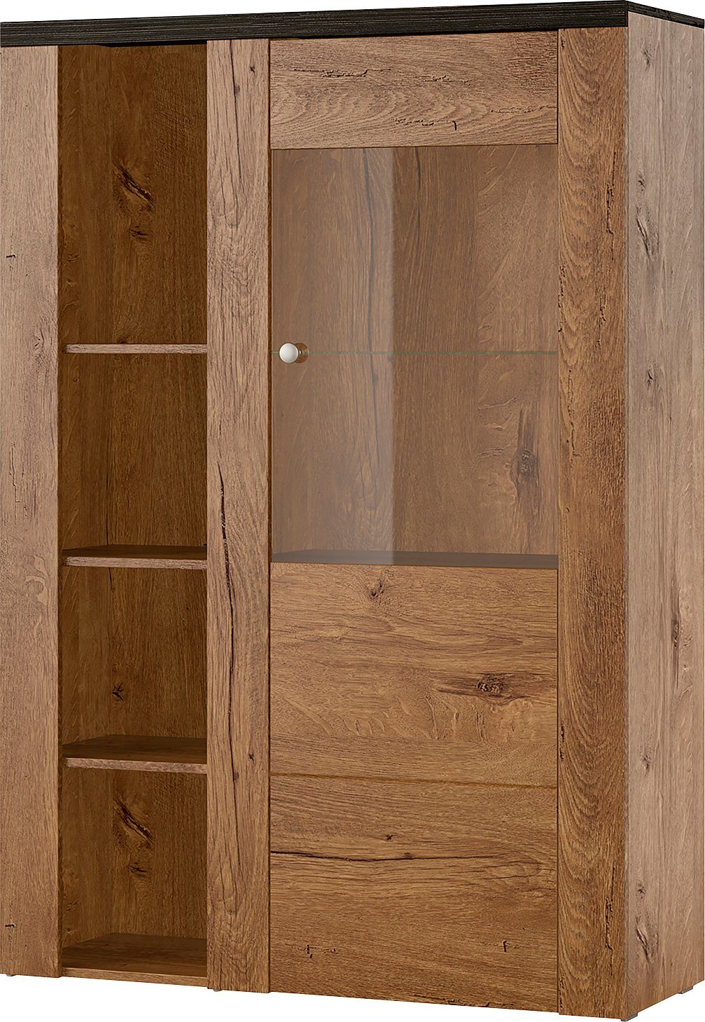 Home affaire Vitrinekast Larona, tijdloze glazen vitrine, hoge kast hoogte 145 cm vitrinekasten bruin