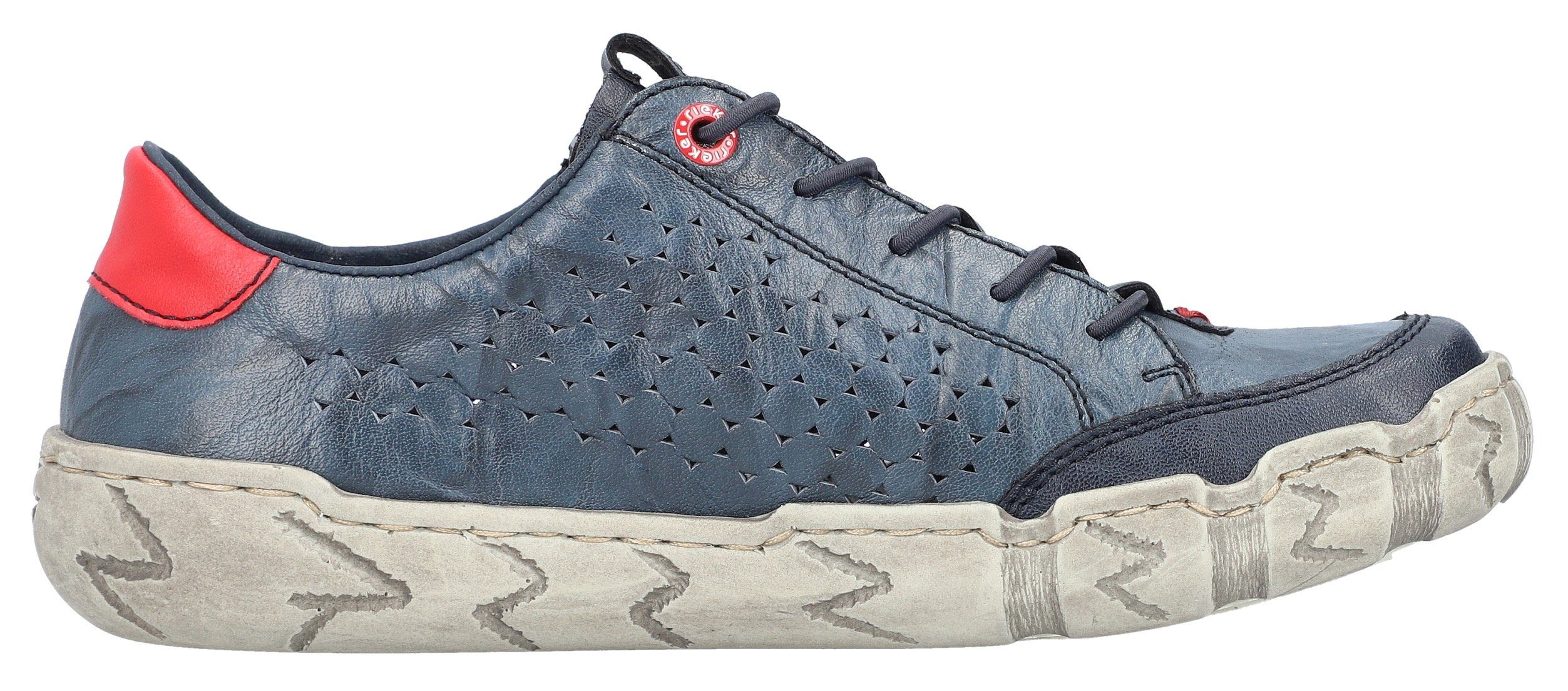 Rieker Sneakers Vrijetijdsschoen, lage schoen, instapschoen, met kleurrijke siersteek