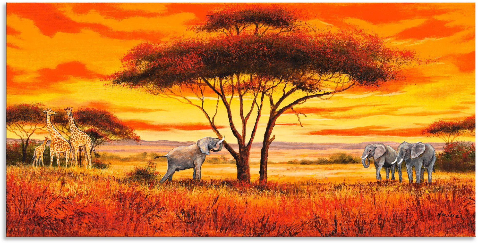 Artland Artprint Afrikaans landschap II als artprint van aluminium, artprint op linnen, muursticker, verschillende maten foto schilderijen maat 100