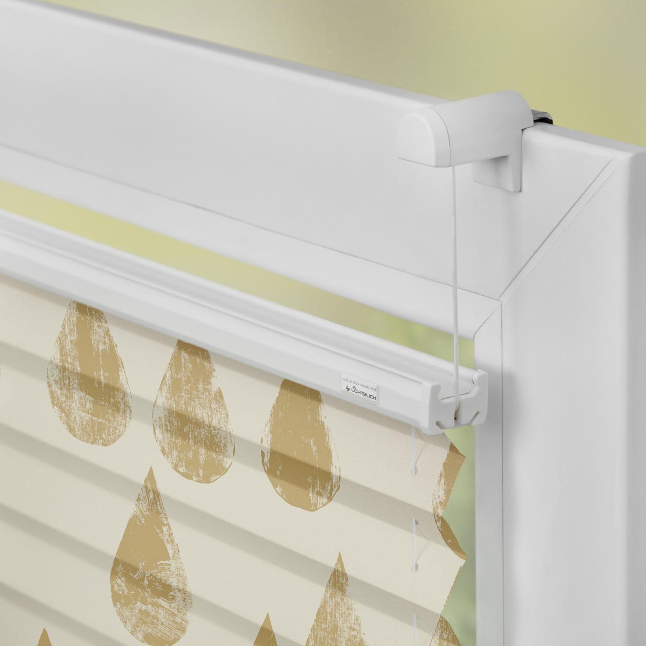 LICHTBLICK Plissé Klemmfix, zonder boren, ondoorzichtig, golden drops - goudkleur (1 stuk)