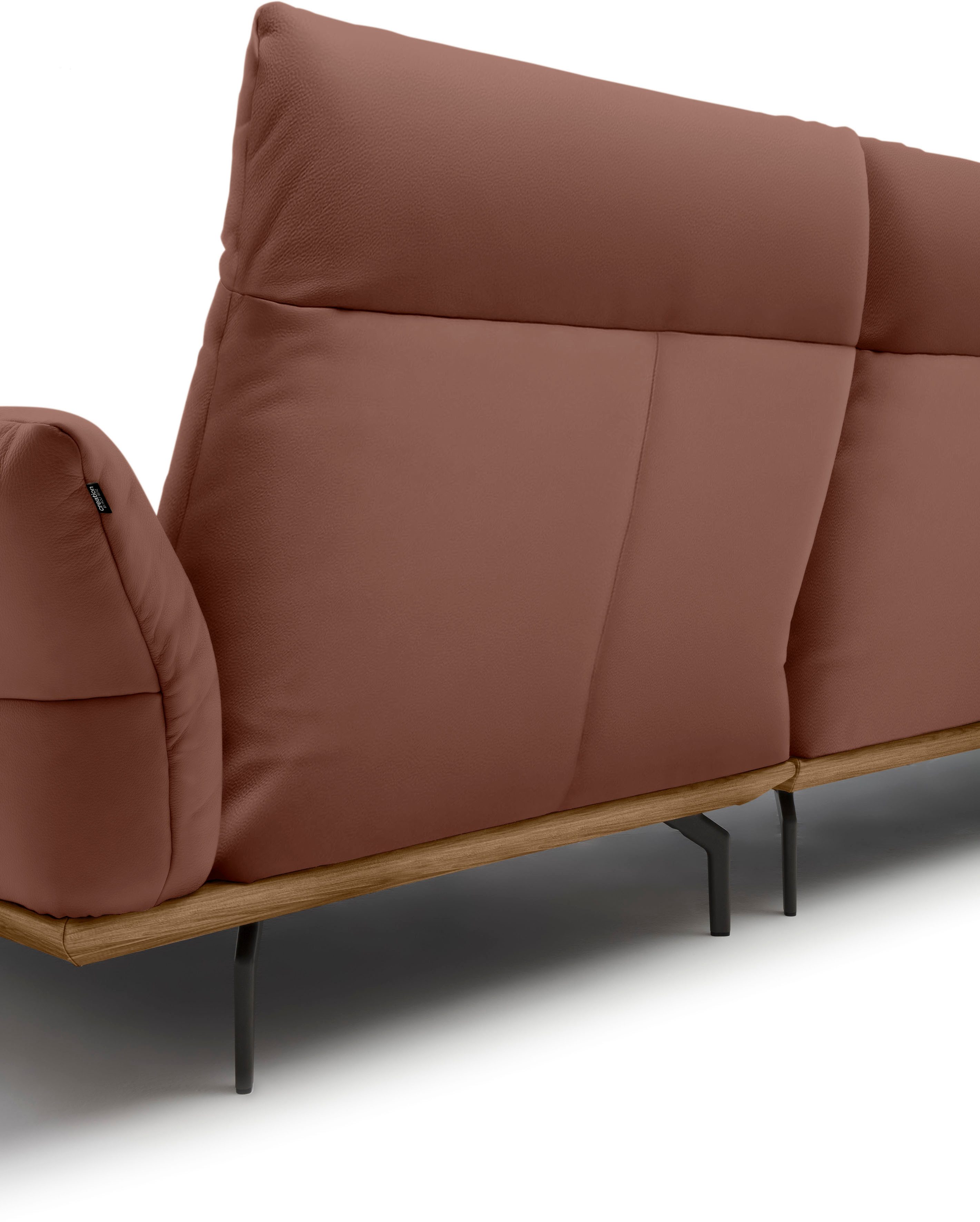 Creation BY ROLF BENZ Hoekbank CR.460 Sokkel in walnotenhout, onderstel in umbra grijs, breedte 318 cm